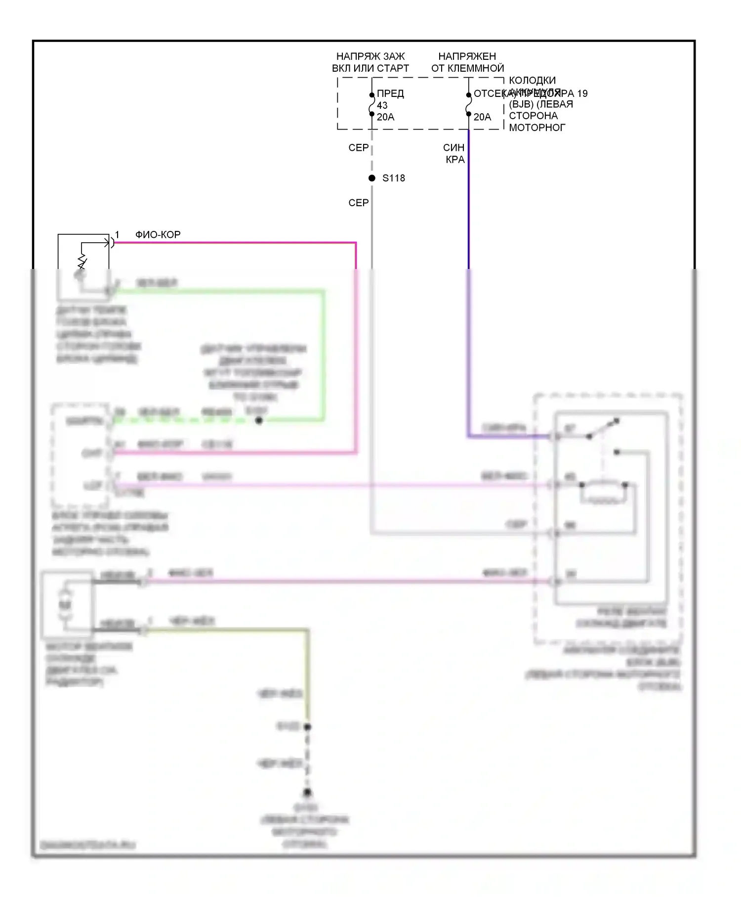 Ranger Ford II рестайлинг (2009-2011): Электросхема вентилятора охлаждения 