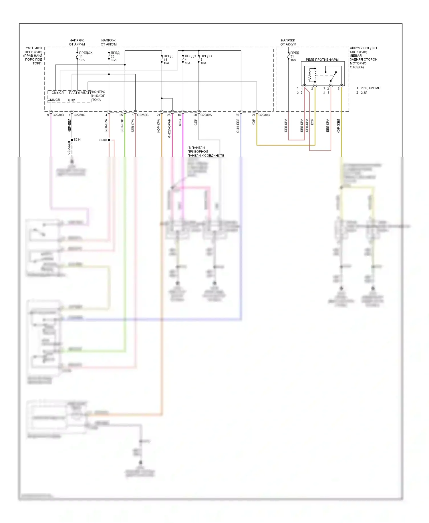 Ranger Ford II (2006-2009): Электросхема фар, без дрели 