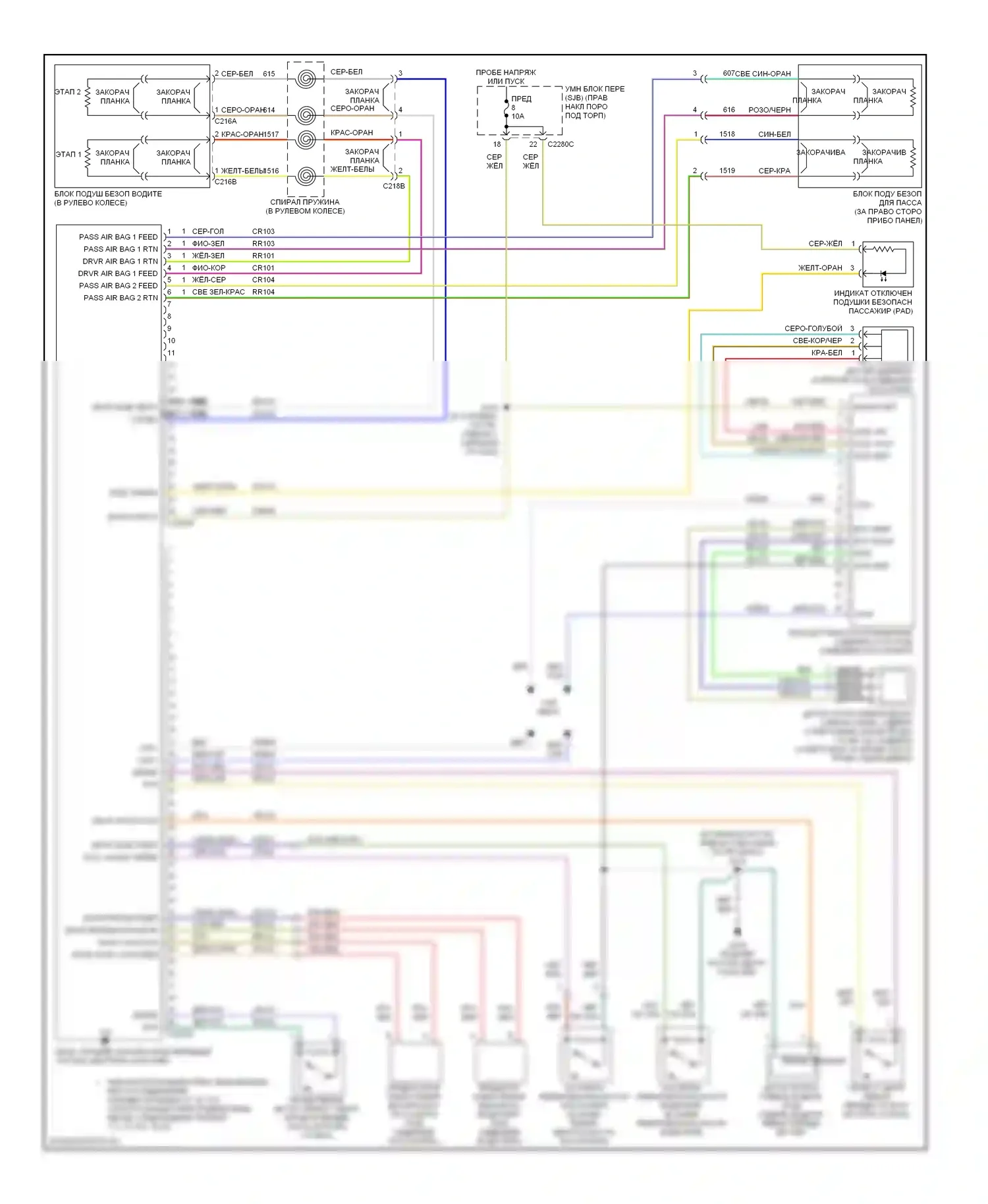 Ranger Ford II (2006-2009): Электросхема подушек безопасности 