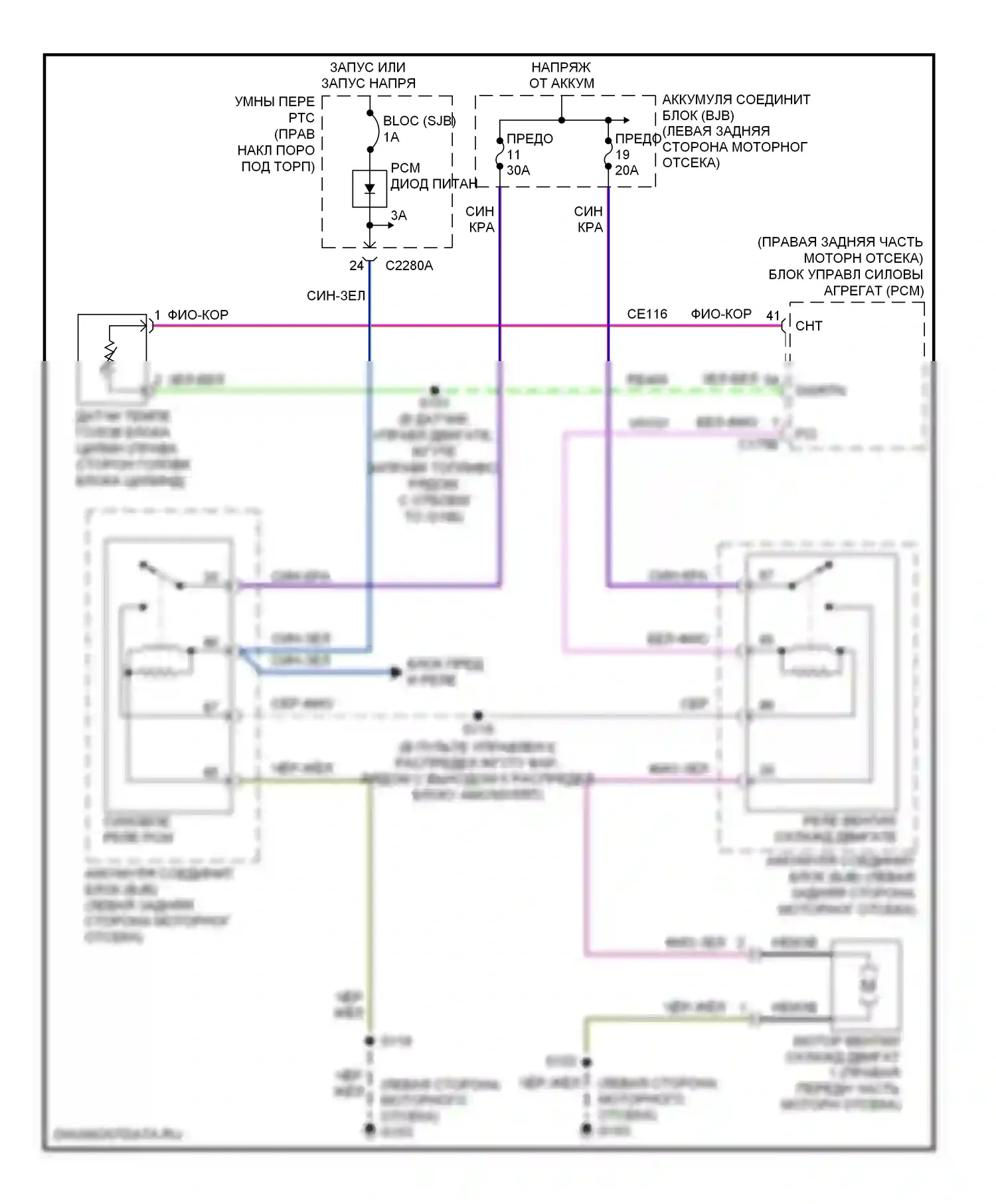 Ranger Ford II (2006-2009): 2.3l, электросхема вентилятора охлаждения 