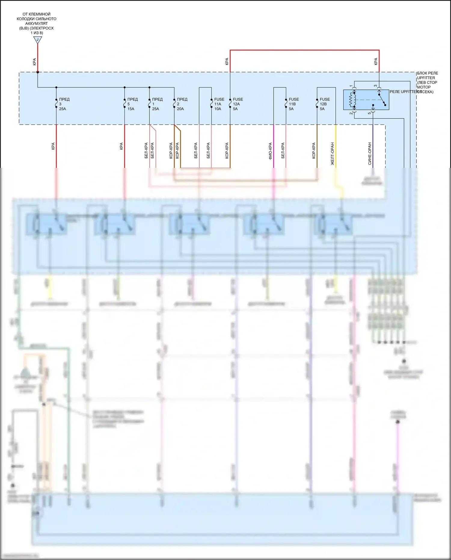 Ranger Ford T6.2 (2022-2024): Электросхема блока предохранителей реле (2 из 8) 