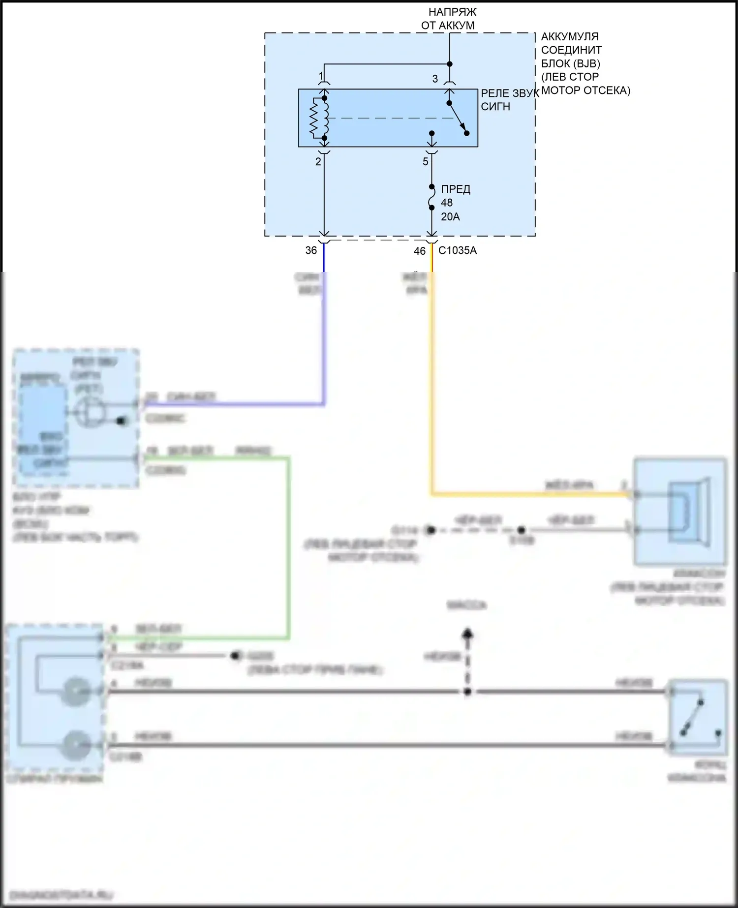 Ranger Ford T6.2 (2022-2024): Электросхема клаксона 