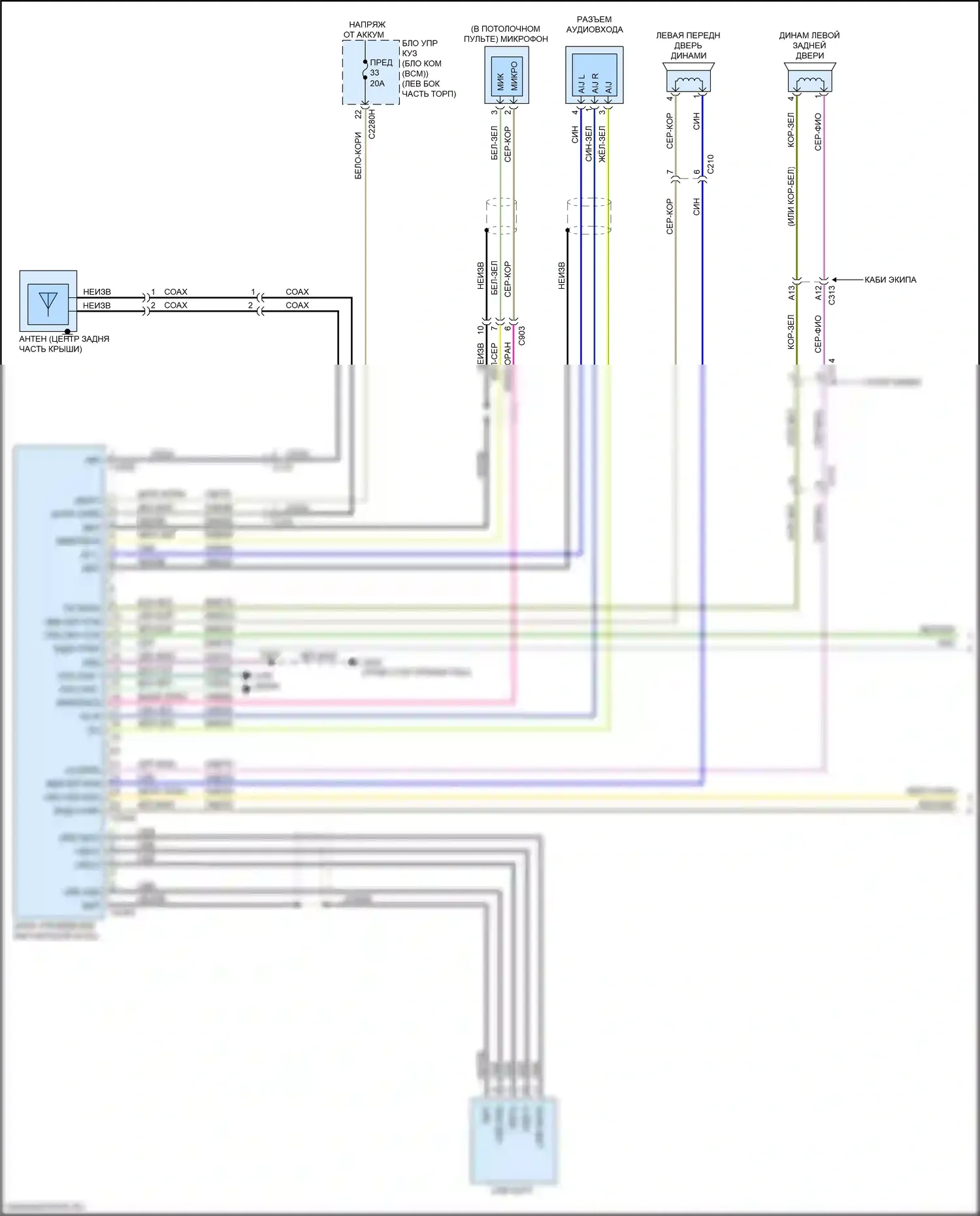 Ranger Ford T6.2 (2022-2024): Электросхема магнитолы (1 из 2) 