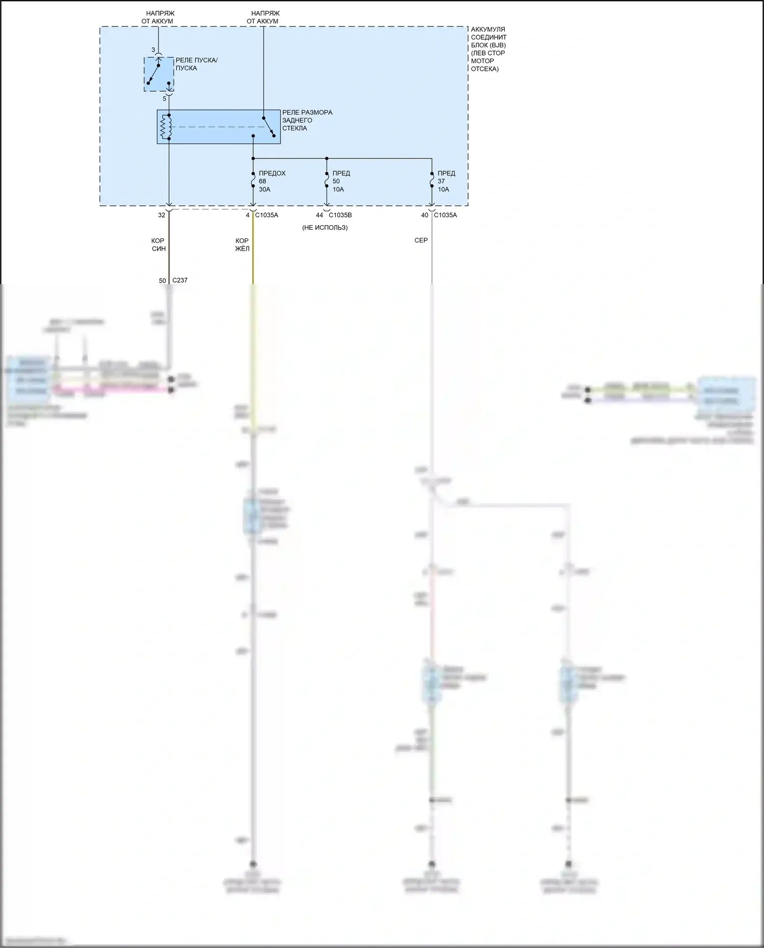 Ranger Ford T6.2 (2022-2024): Электросхема подогрева стекол 
