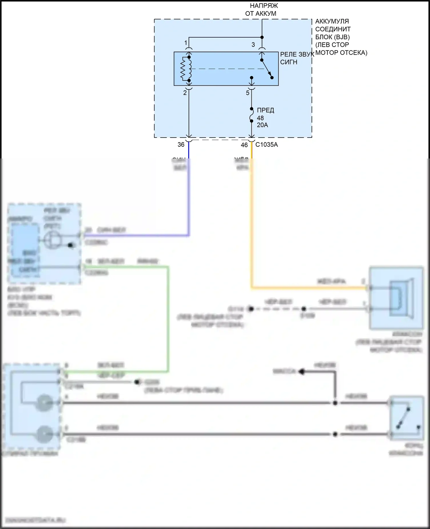 Ranger Ford T6 рестайлинг 2 (2019-2022): Электросхема клаксона 