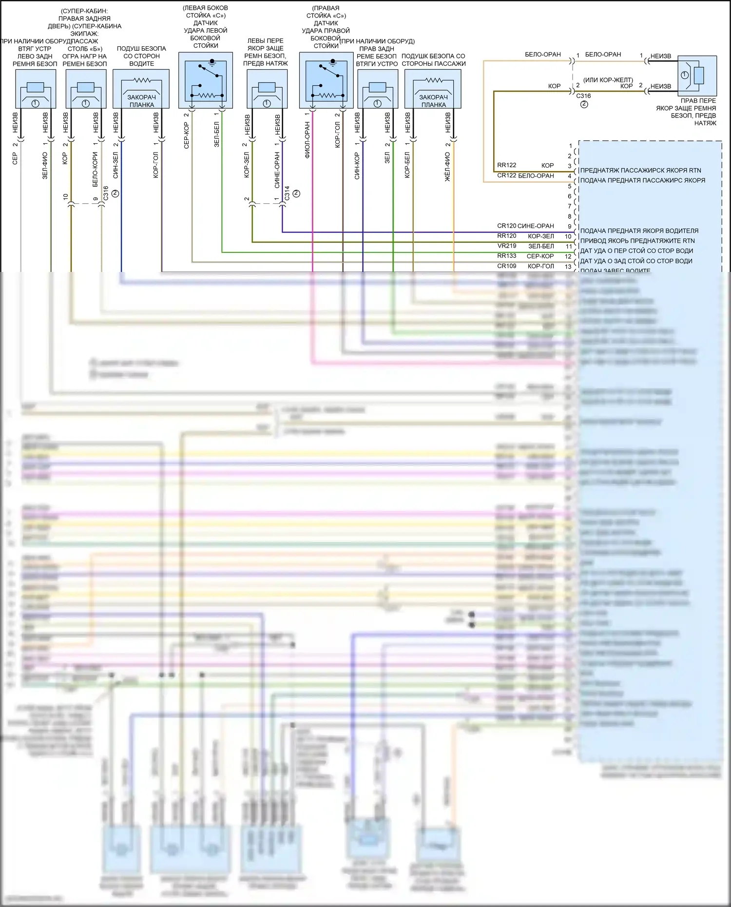 Ranger Ford T6 рестайлинг 2 (2019-2022): Электросхема подушек безопасности (3 из 3) 