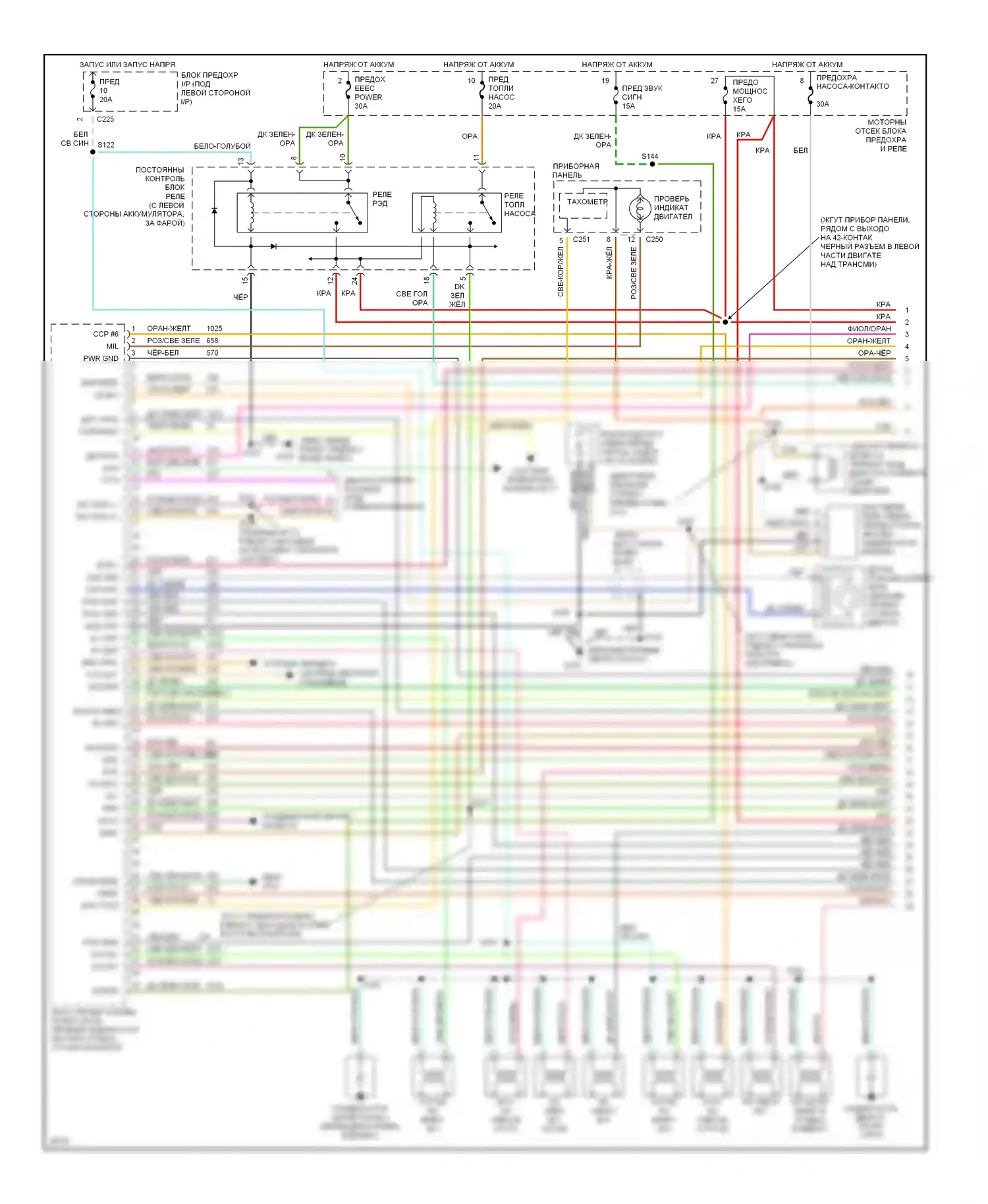 Taurus Ford III (1995-1999): Электросхема двигателя 3.4l shos (1 из 3) 