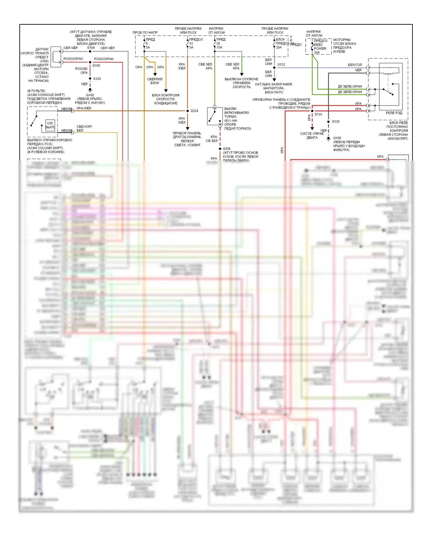 Taurus Ford III (1995-1999): 3.0л 24-клапан, электросхема коробки передач 