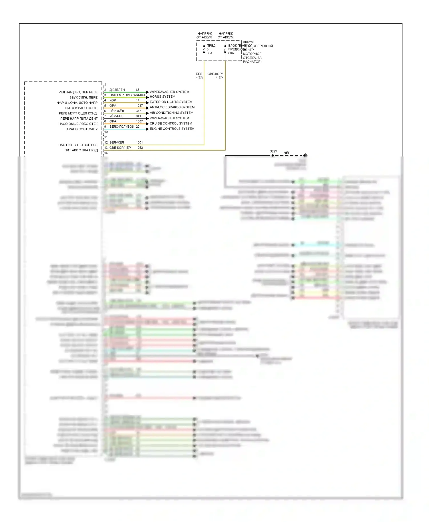 Taurus Ford IV рестайлинг (2004-2006): Электросхема блоков управления кузовом (1 из 2) 
