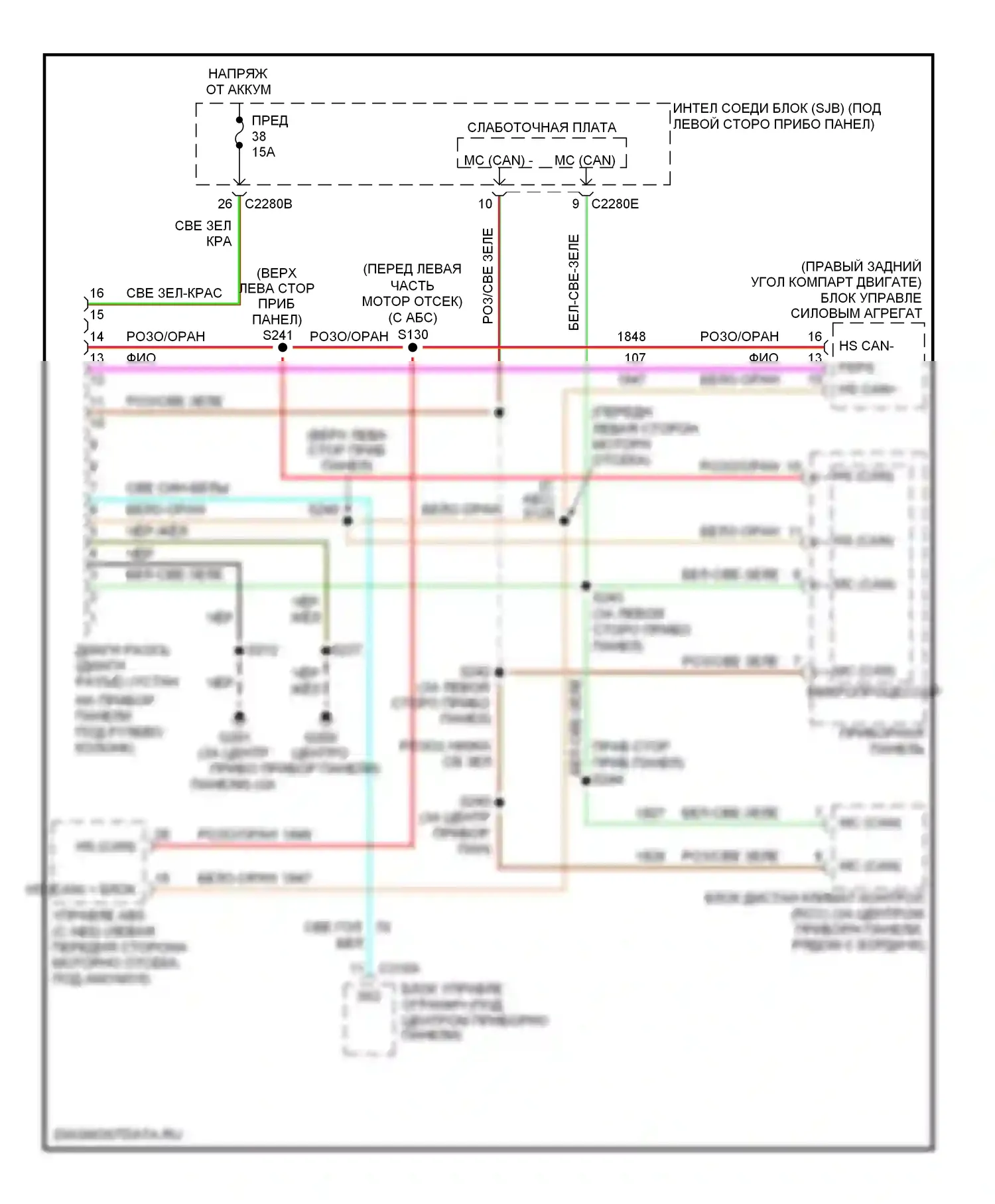 Taurus Ford IV рестайлинг (2004-2006): Can шина электросхема 