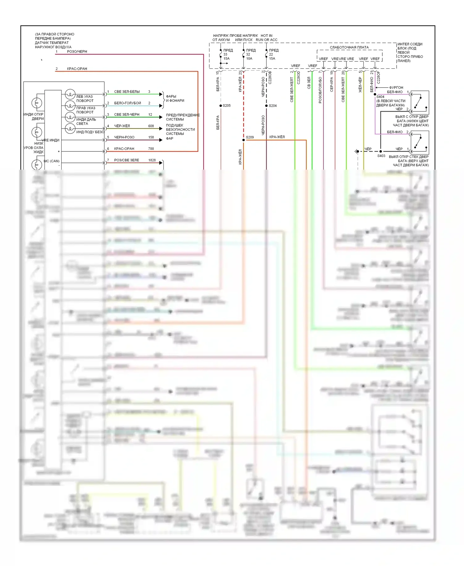 Taurus Ford IV рестайлинг (2004-2006): Электросхема приборной панели 