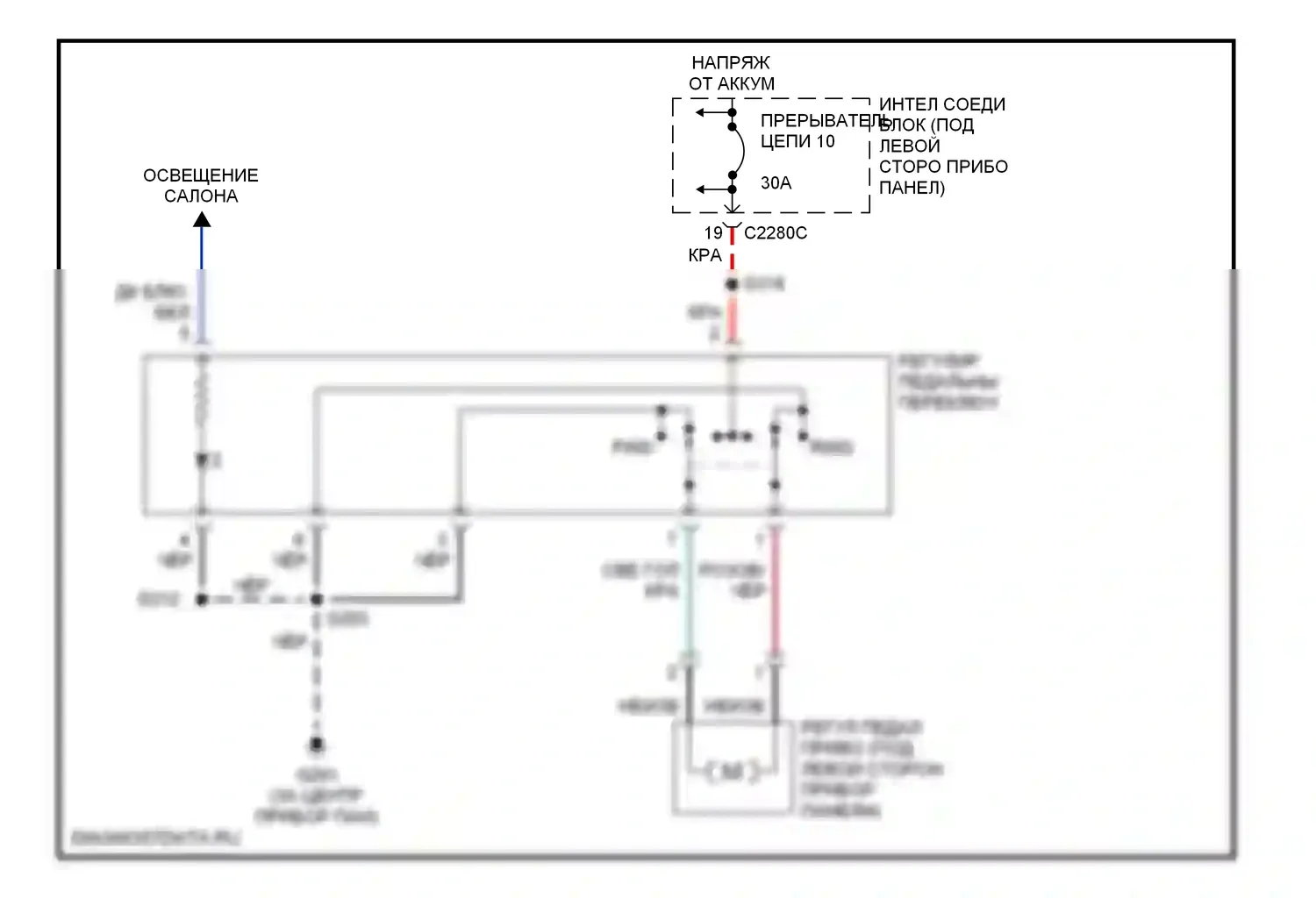 Taurus Ford IV рестайлинг (2004-2006): Электросхема регулируемой педали 
