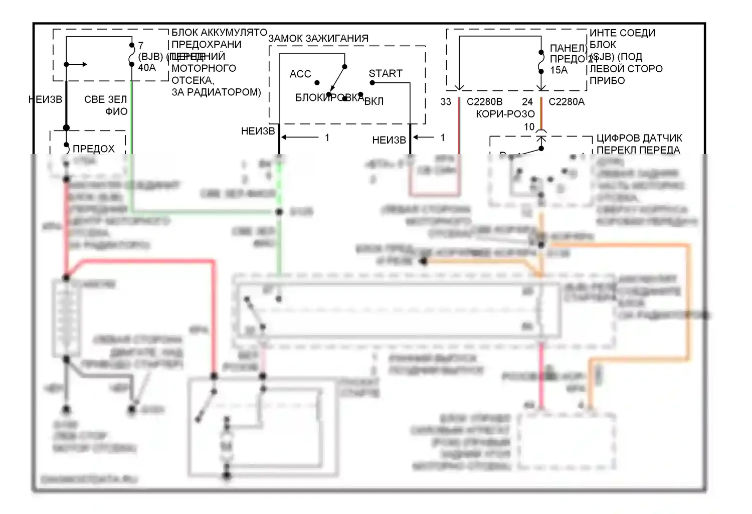 Taurus Ford IV рестайлинг (2004-2006): Электросхема стартера 