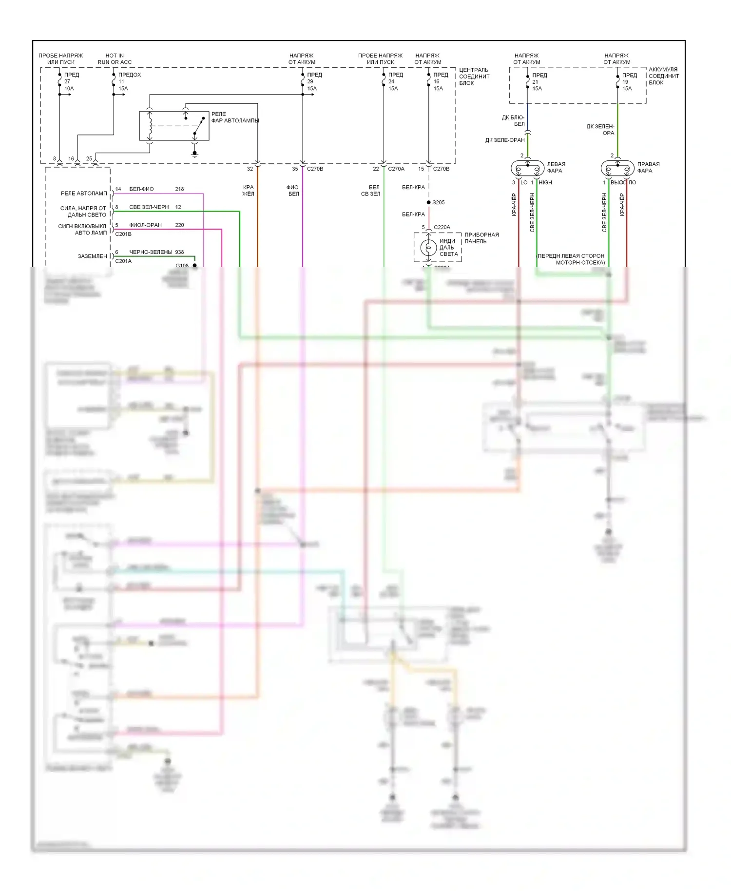 Taurus Ford IV (1999-2004): Электросхема автоламп, без дрели 