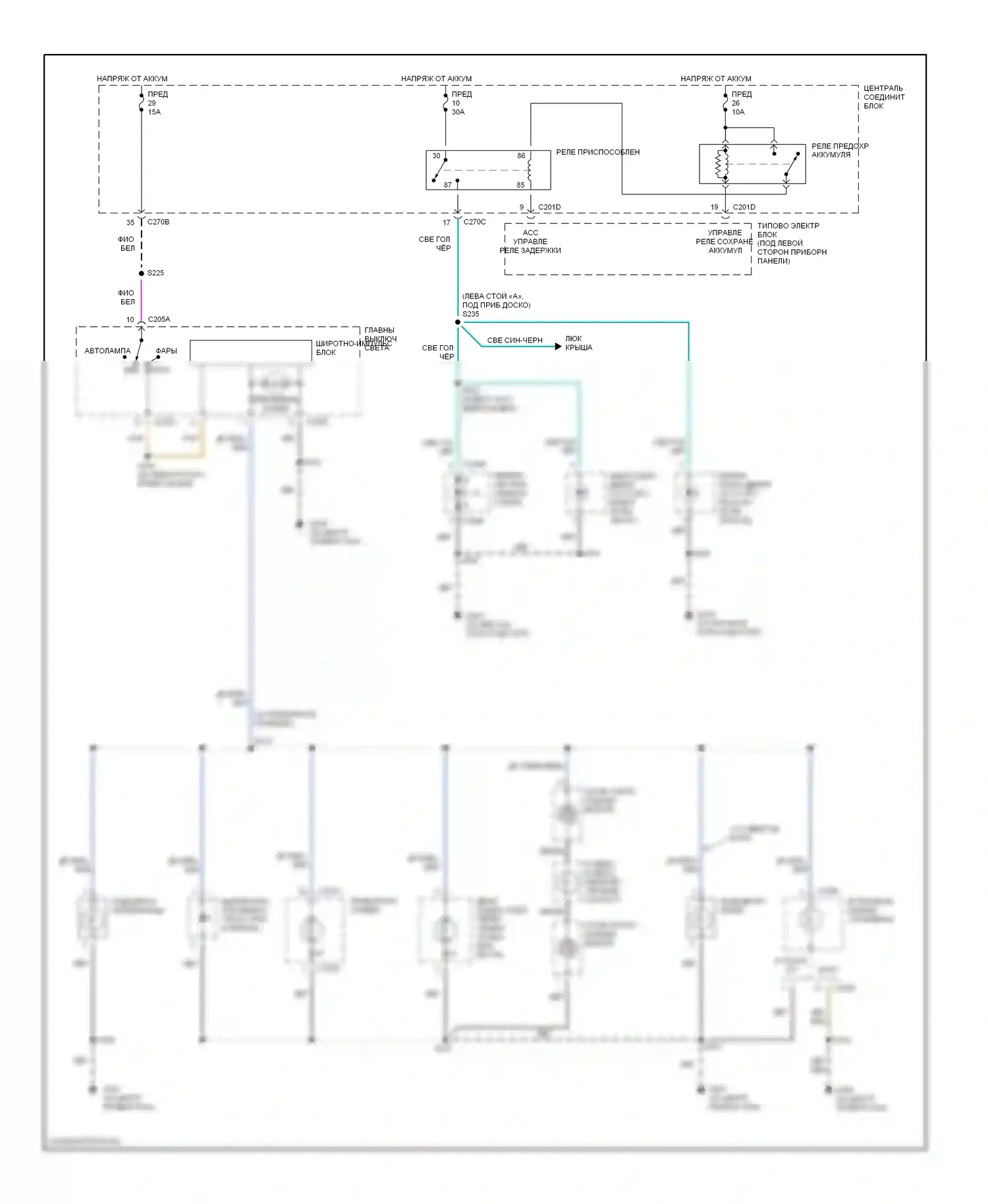 Taurus Ford IV (1999-2004): Электросхема подсветки приборной панели 