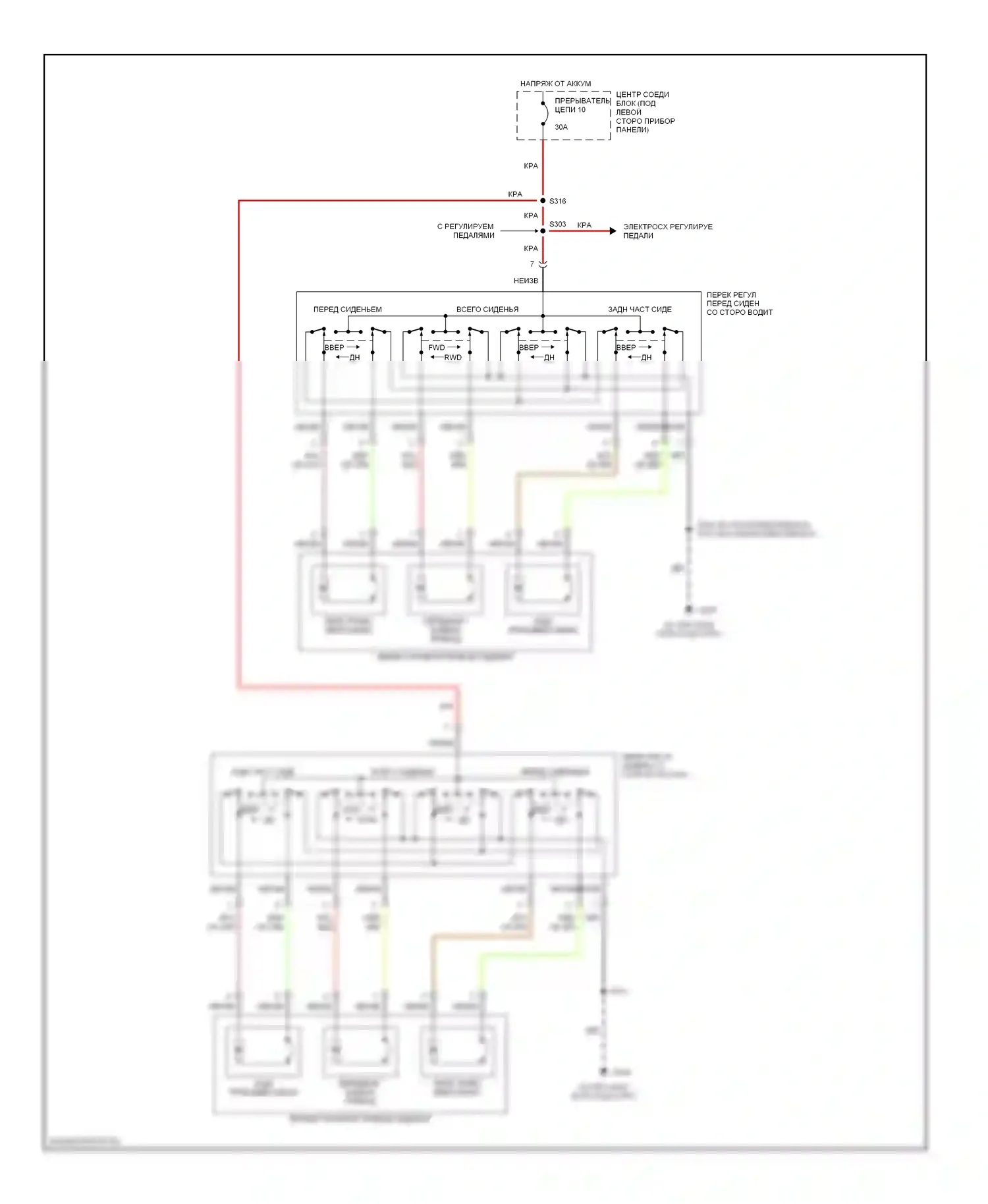 Taurus Ford IV (1999-2004): Электросхема сидений 