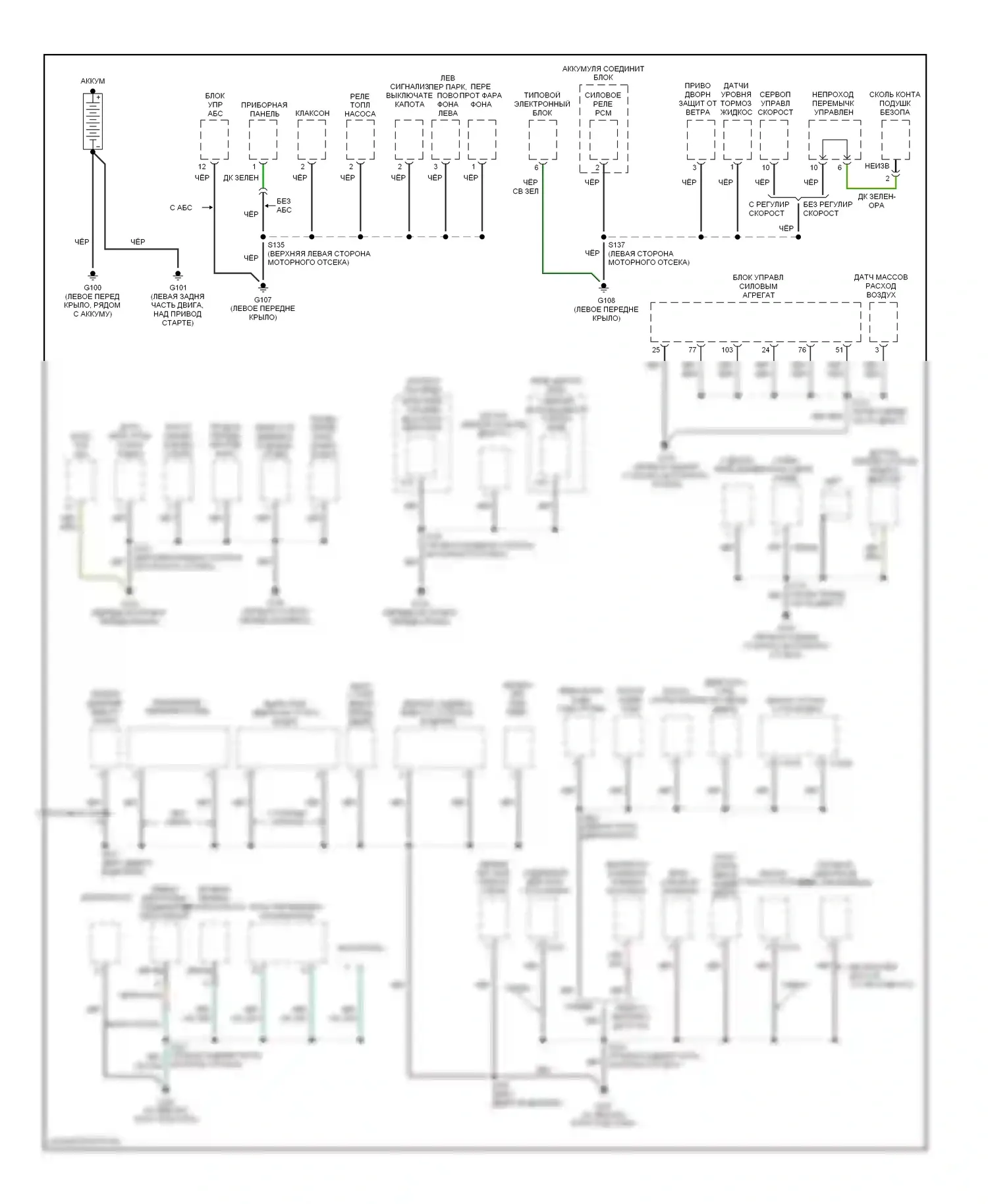 Taurus Ford IV (1999-2004): Электросхема точек подключения масс (1 из 3) 