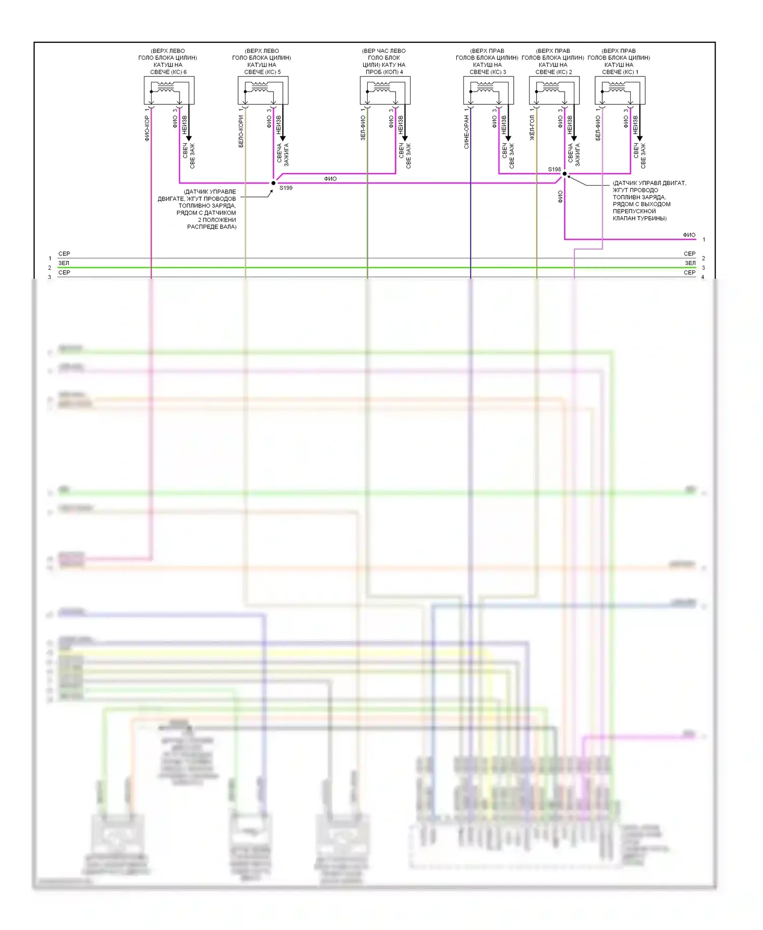 Taurus Ford VI (2009-2012): Электросхема двигателя 3,5л твин турбо (3 из 7) 