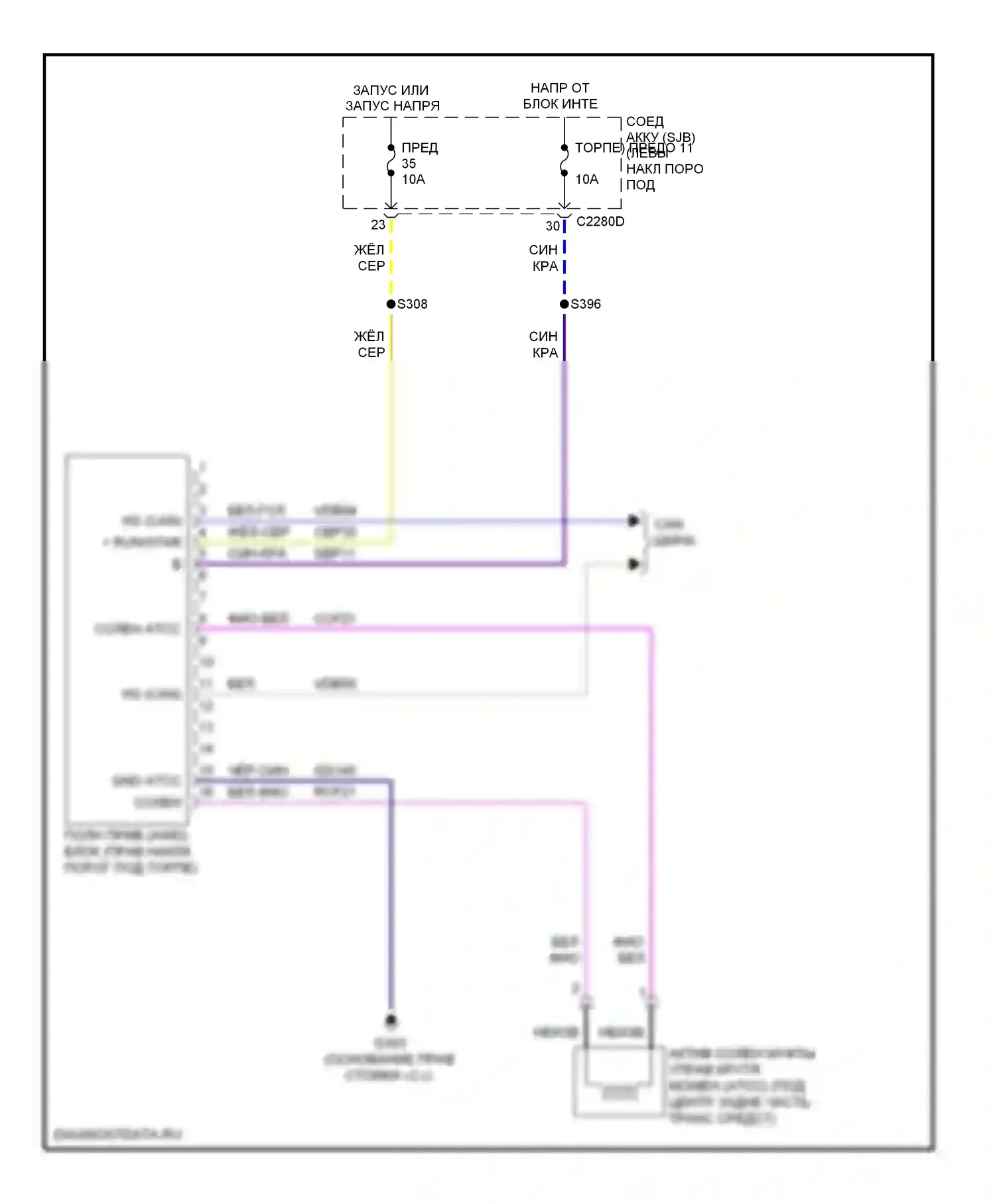 Taurus Ford VI (2009-2012): 3,5л, электросхема awd 
