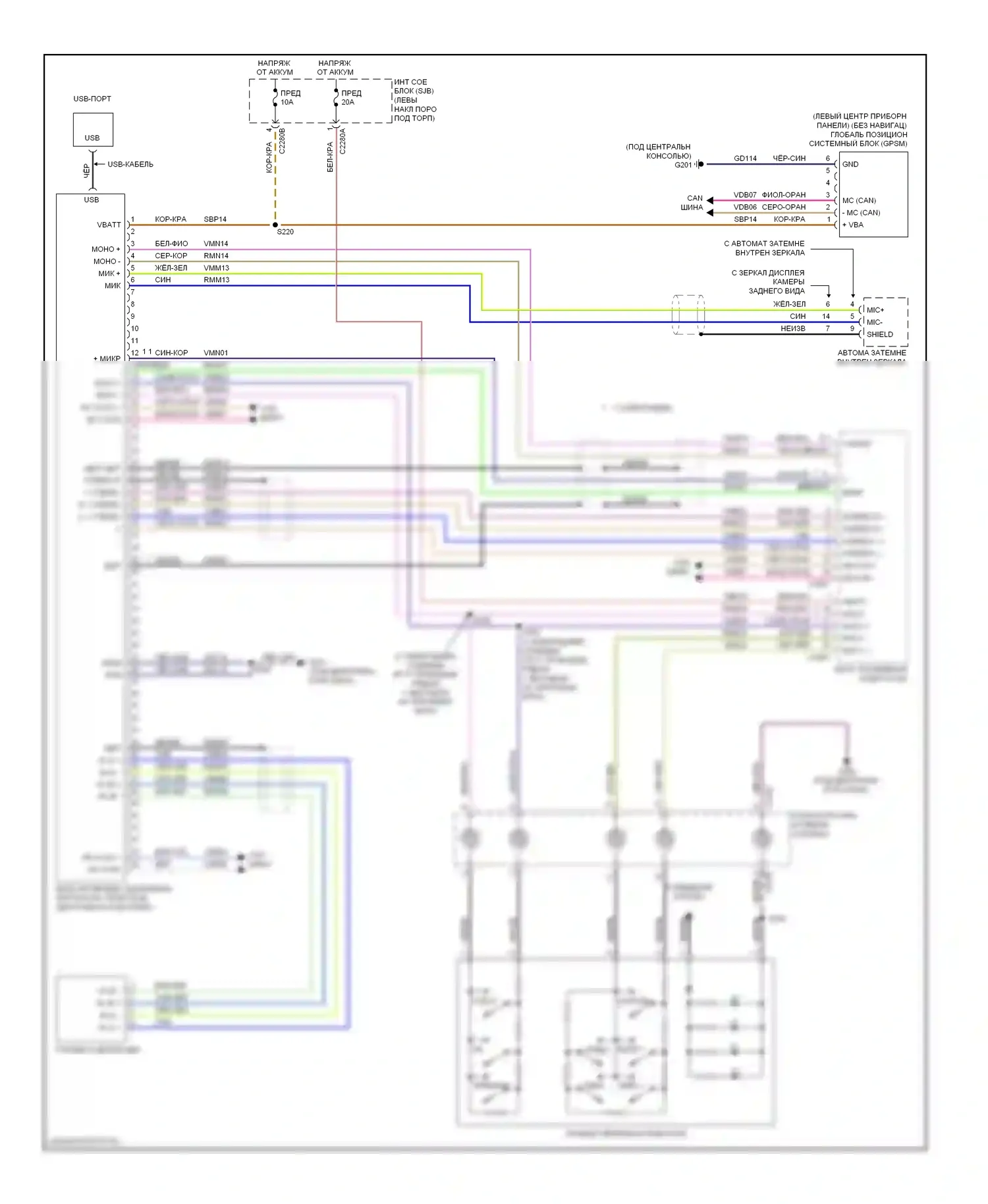 Taurus Ford VI (2009-2012): Электросхема магнитолы синхронизации 