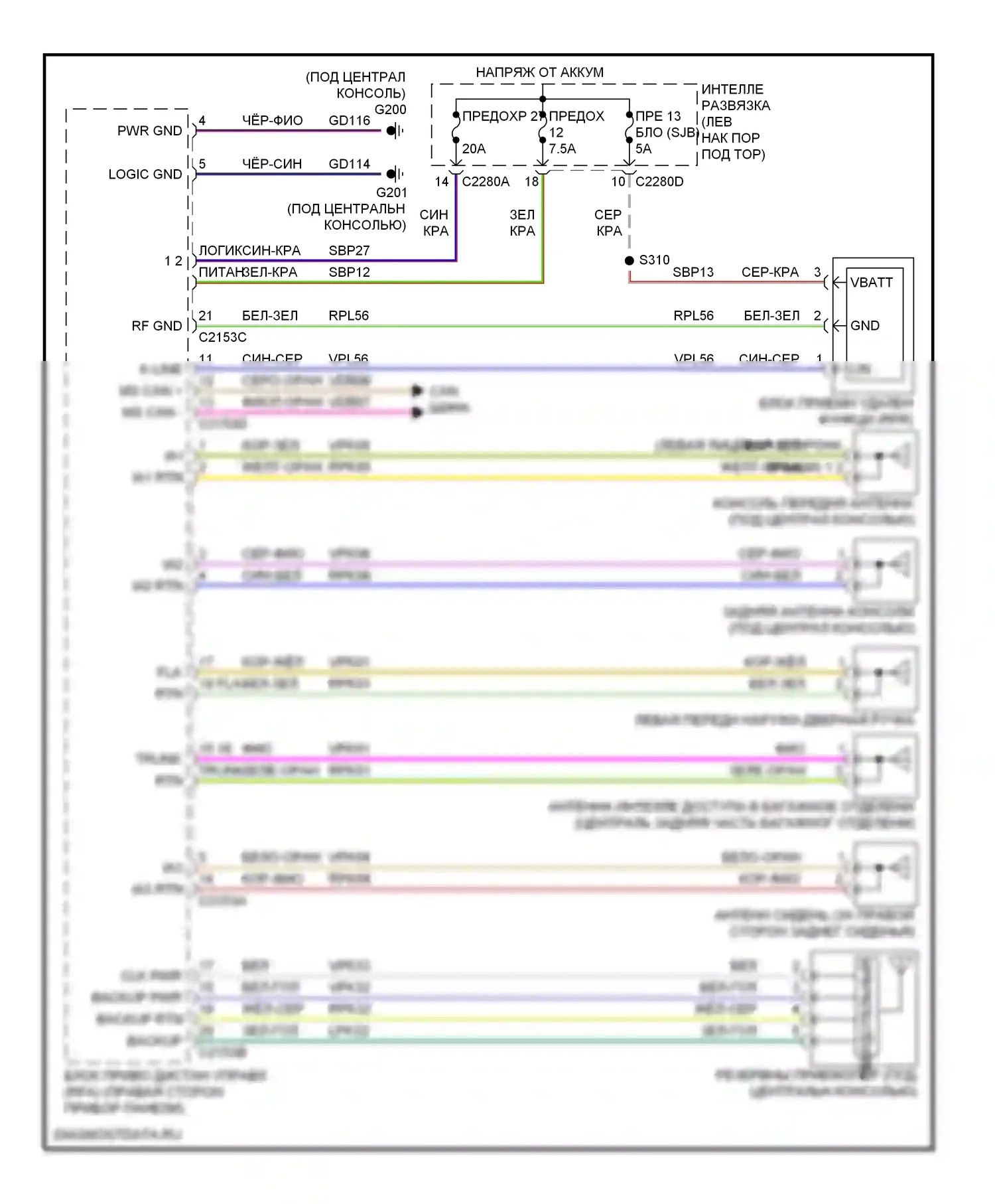 Taurus Ford VI (2009-2012): Пассивная сигнализации электросхема, с интеллектуальным доступом 