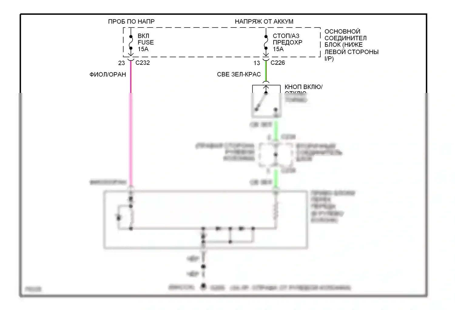 Thunderbird Ford X (1988-1997): Электросхема блокировки селектора 