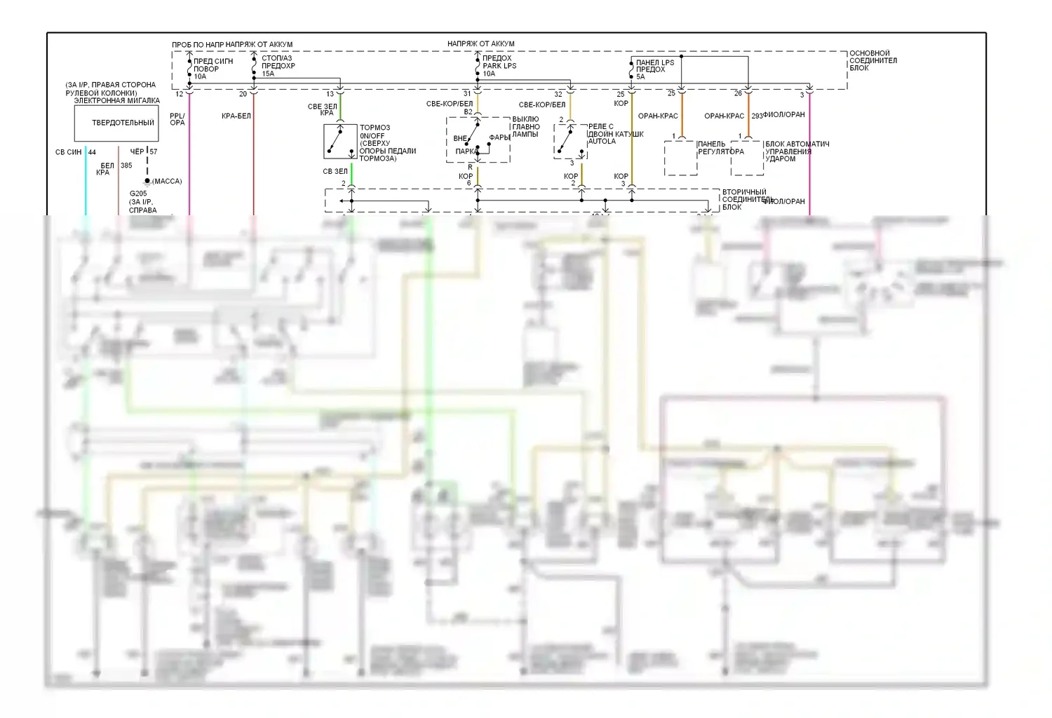 Thunderbird Ford X (1988-1997): Электросхема внешнего освещения 