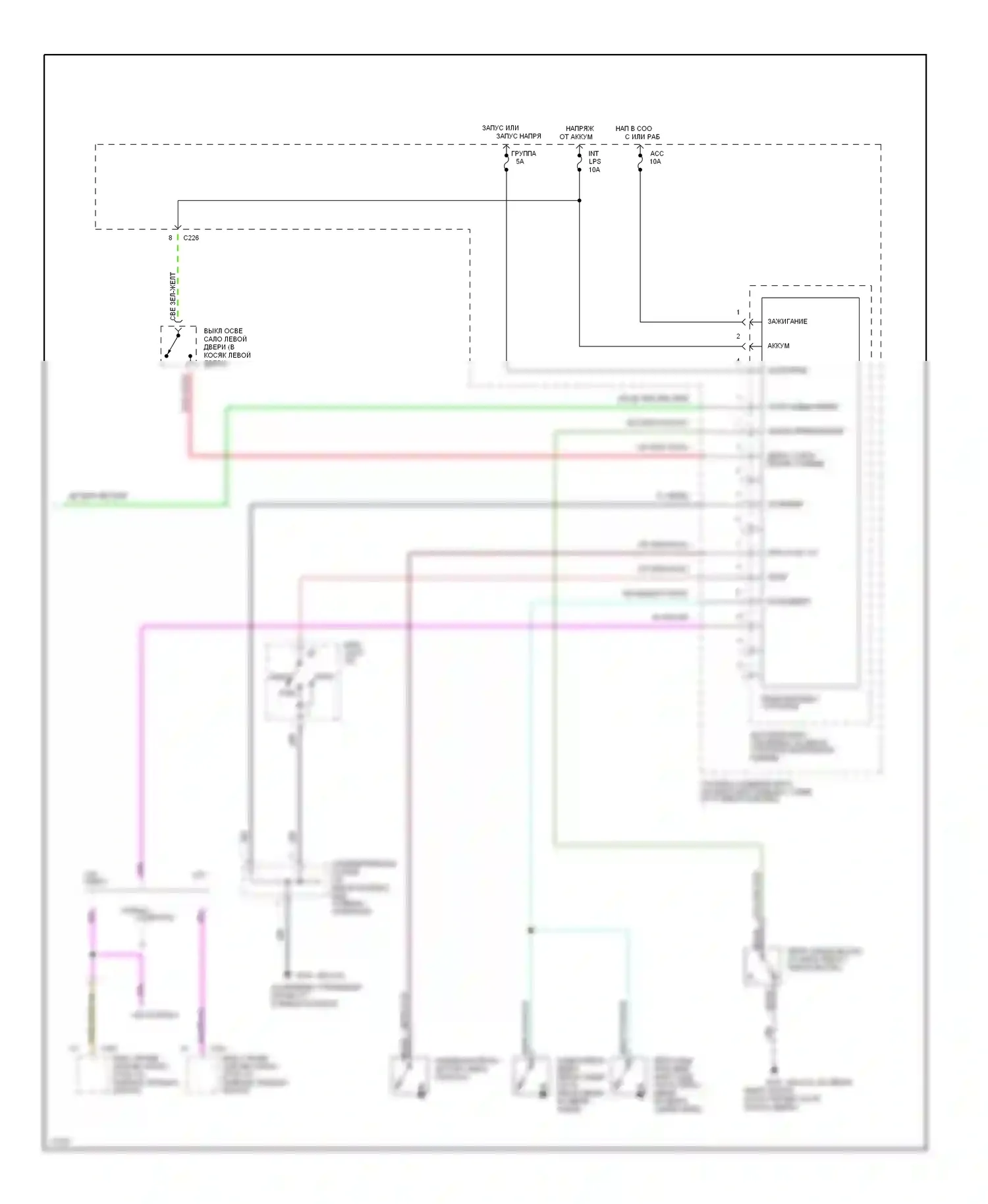 Thunderbird Ford X (1988-1997): Электросхема приборной панели (3 из 4) 