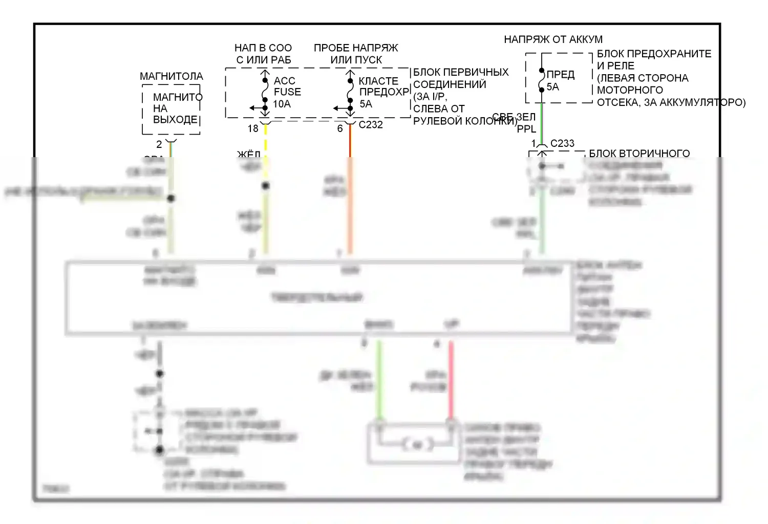 Thunderbird Ford X (1988-1997): Электросхема силовой антенны 