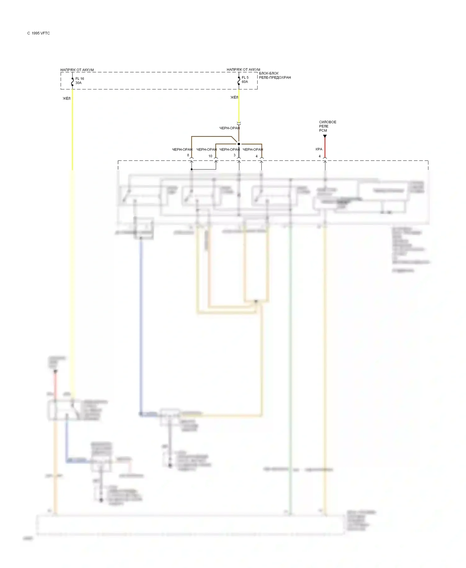 Thunderbird Ford X (1988-1997): 3.8l sc, электросхема вентилятора охлаждения 