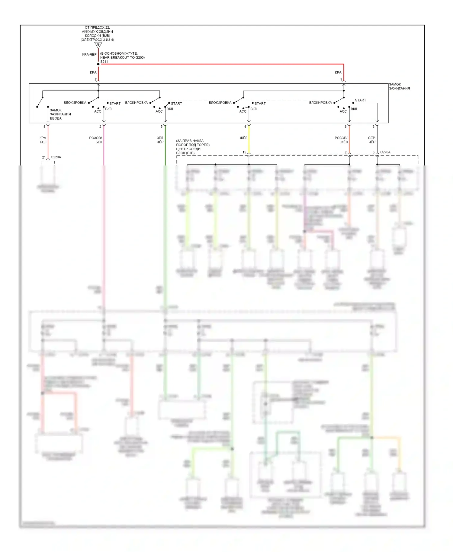 Thunderbird Ford XI (2000-2005): Электросхема блока предохранителей реле (4 из 4) 