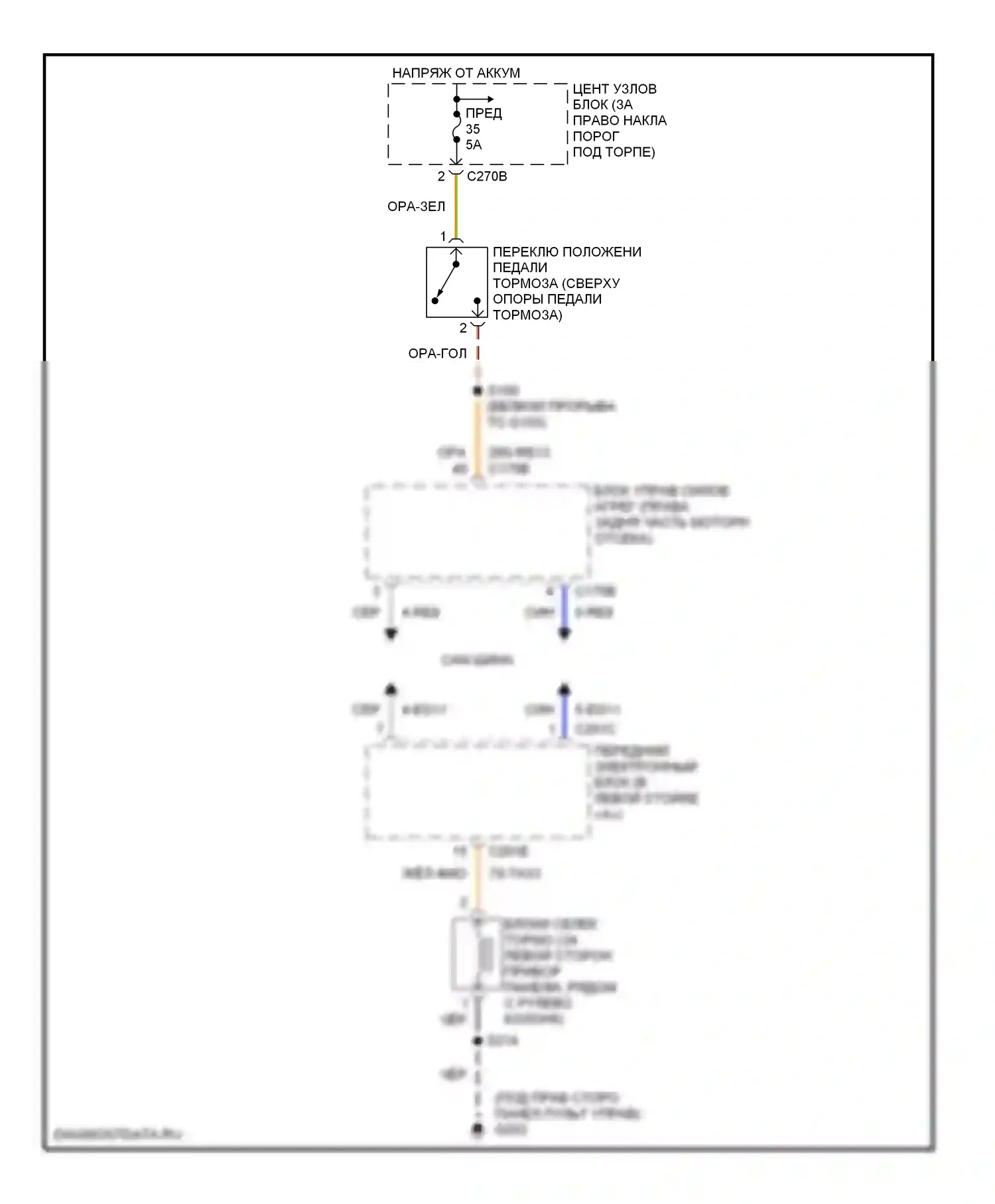 Thunderbird Ford XI (2000-2005): Электросхема блокировки селектора 