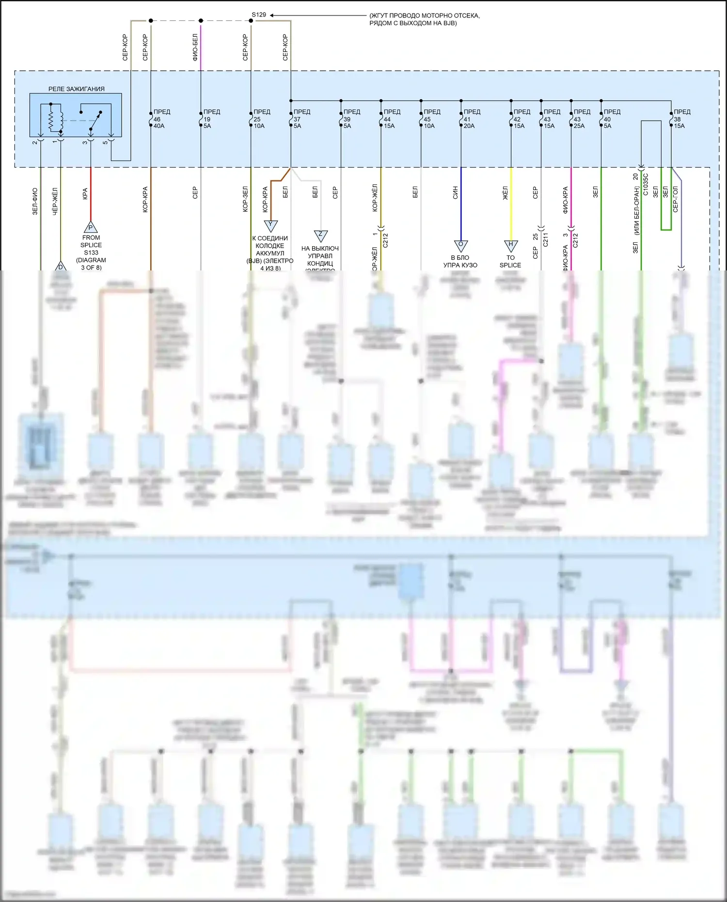 Tourneo Connect Ford II (2013-2018): Электросхема блока предохранителей реле (2 из 8) 