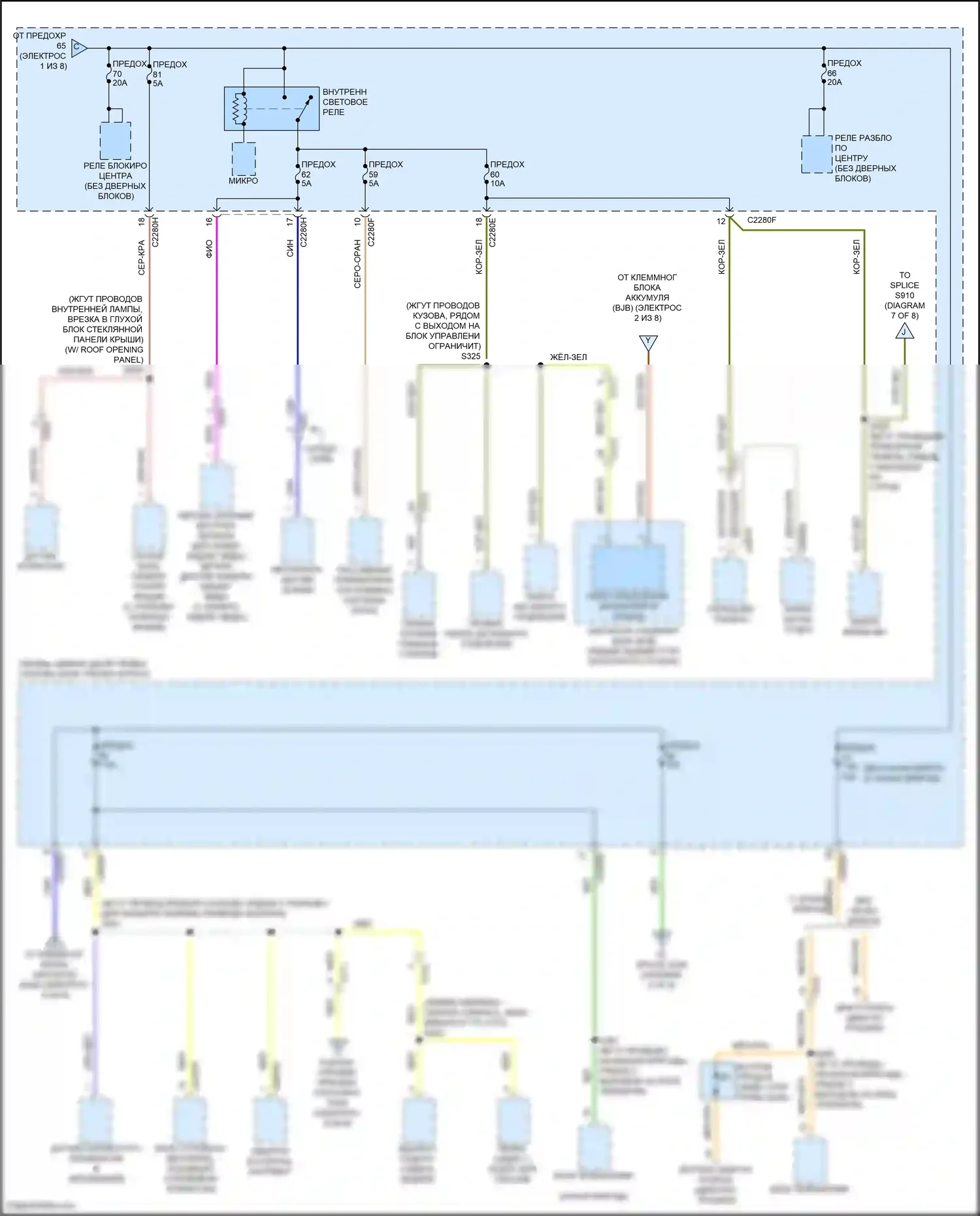 Tourneo Connect Ford II (2013-2018): Электросхема блока предохранителей реле (4 из 8) 