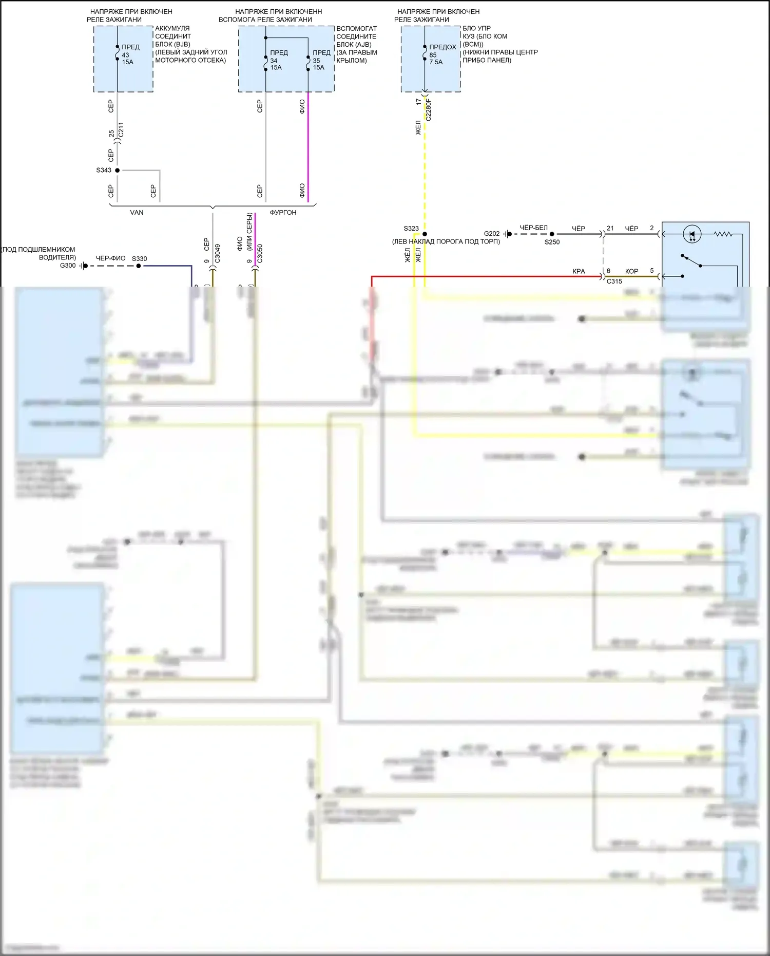 Tourneo Connect Ford II (2013-2018): Электросхема обогреваемых сидений 