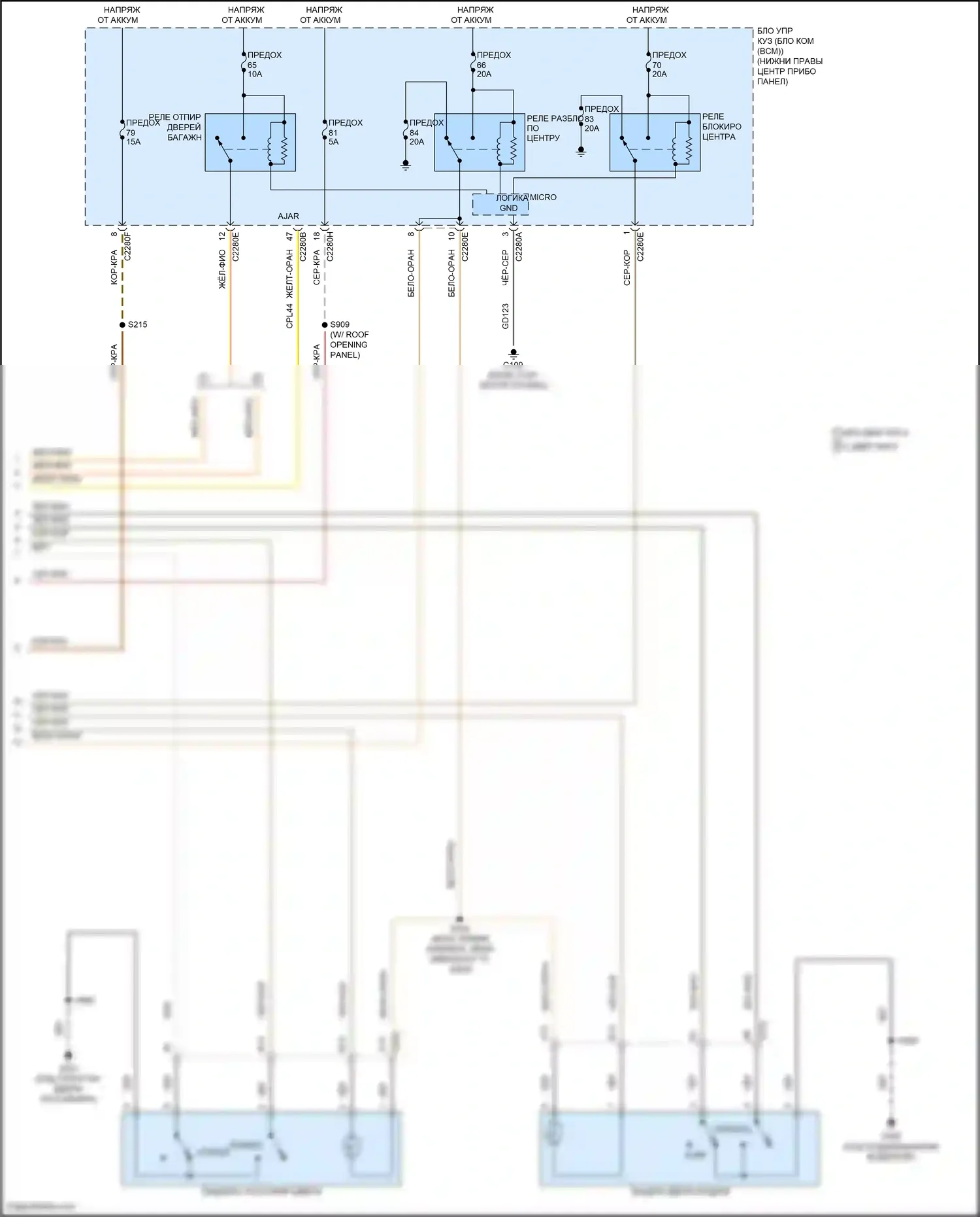 Tourneo Connect Ford II (2013-2018): Электросхема с защитой от взлома, без дверного блока (3 из 3) 