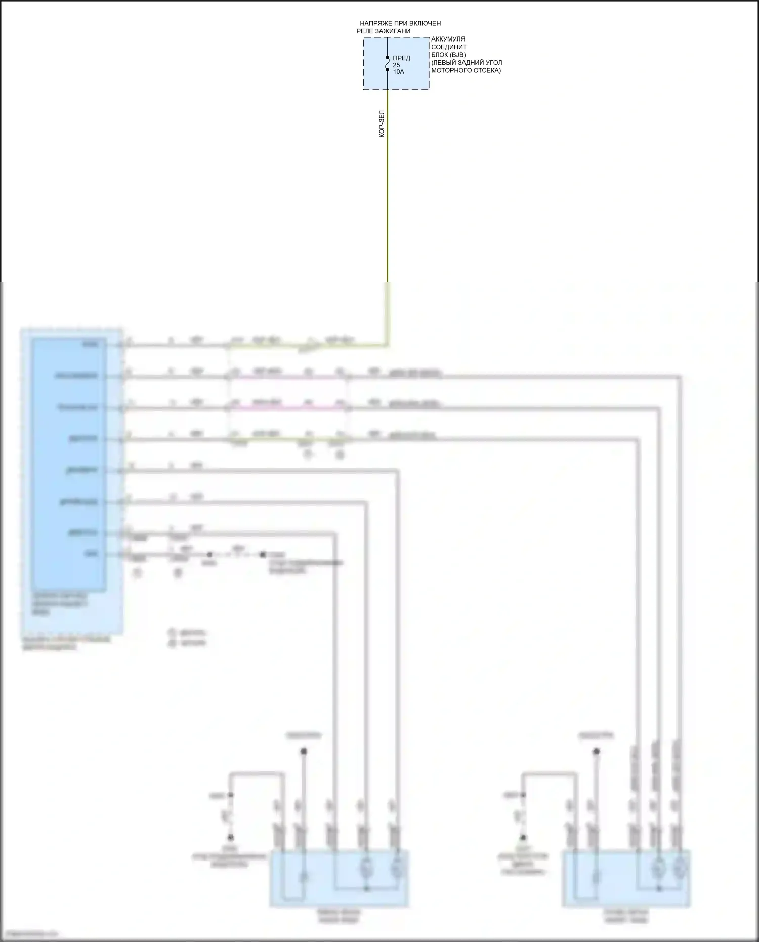 Tourneo Connect Ford II (2013-2018): Электросхема управления зеркалами заднего вида, без дверного блока 