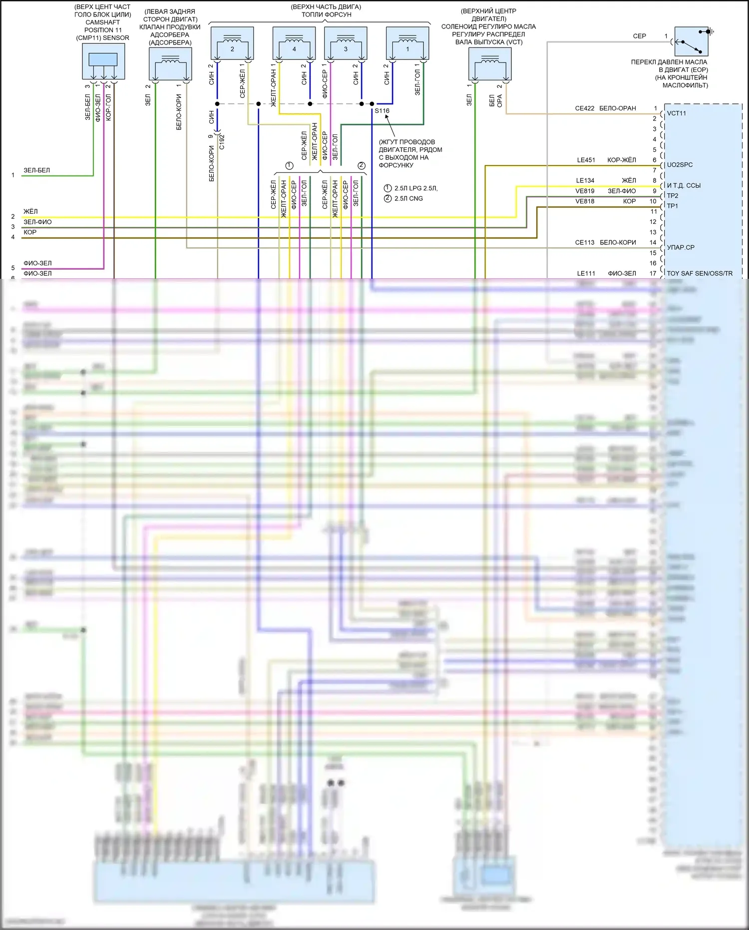 Transit Connect Ford II рестайлинг (2018-2024): Электросхема двигателя 2.5l cng (5 из 5) 