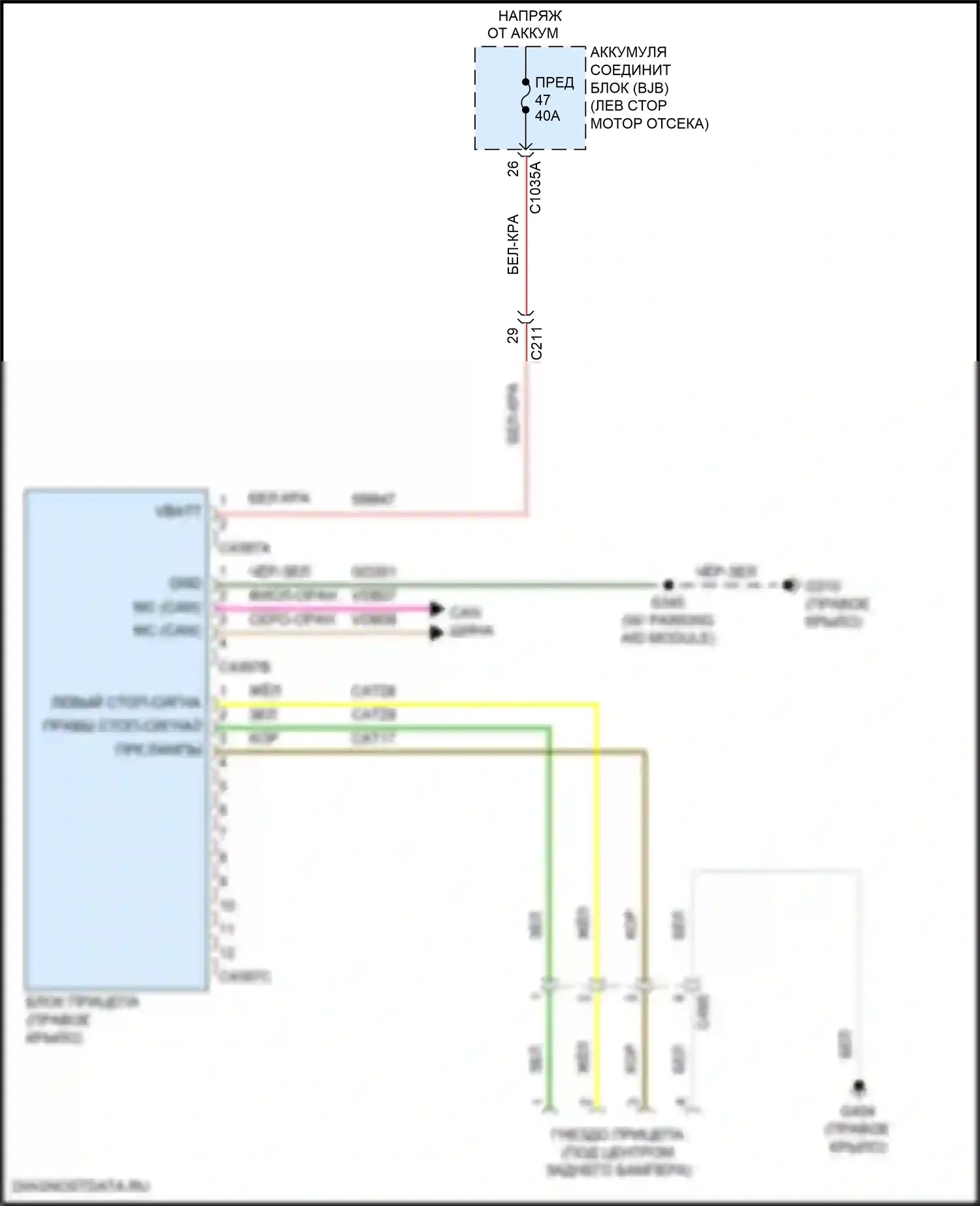 Transit Connect Ford II рестайлинг (2018-2024): Электросхема буксировки прицепа 