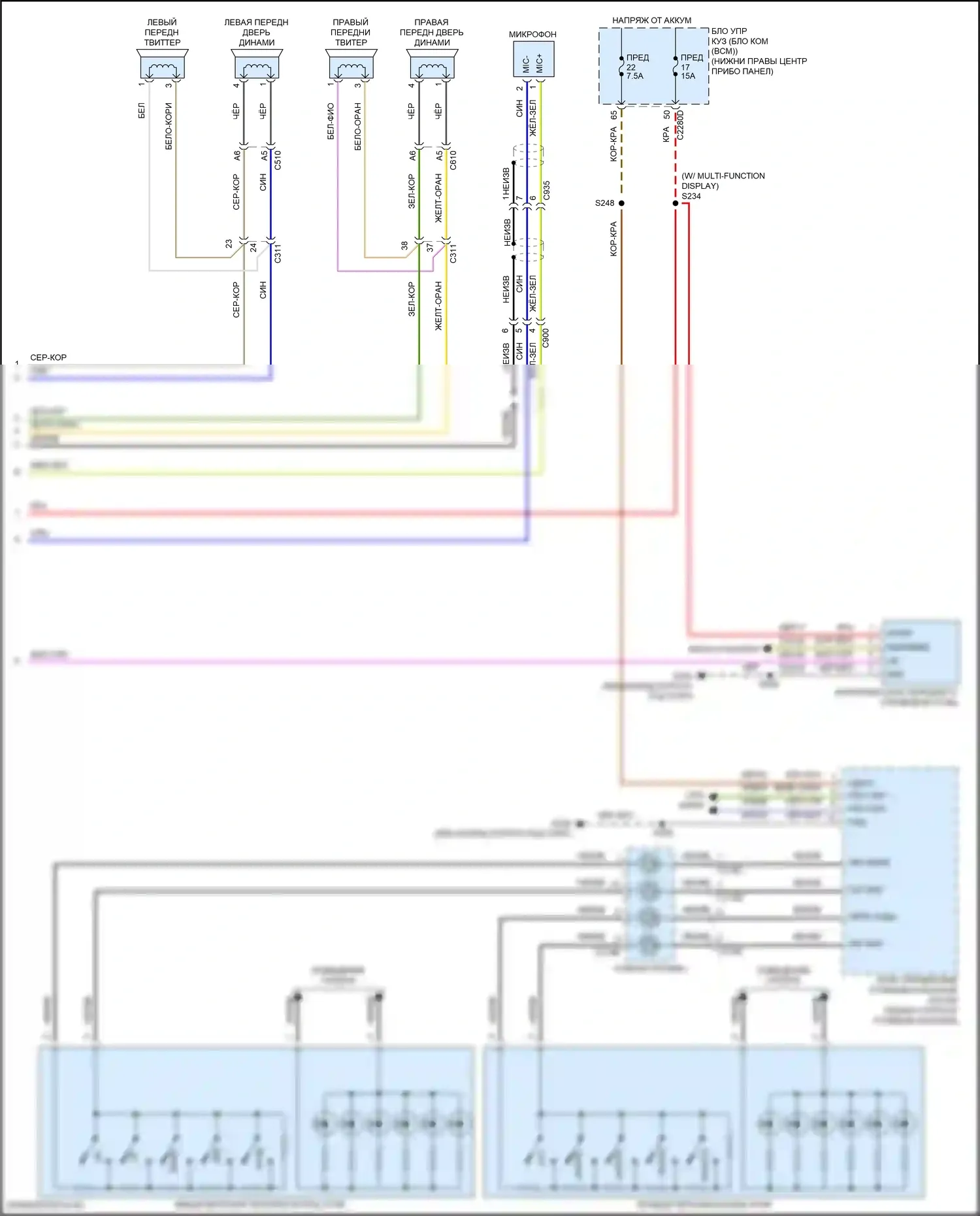 Transit Connect Ford II рестайлинг (2018-2024): Электросхема магнитолы (2 из 2) 