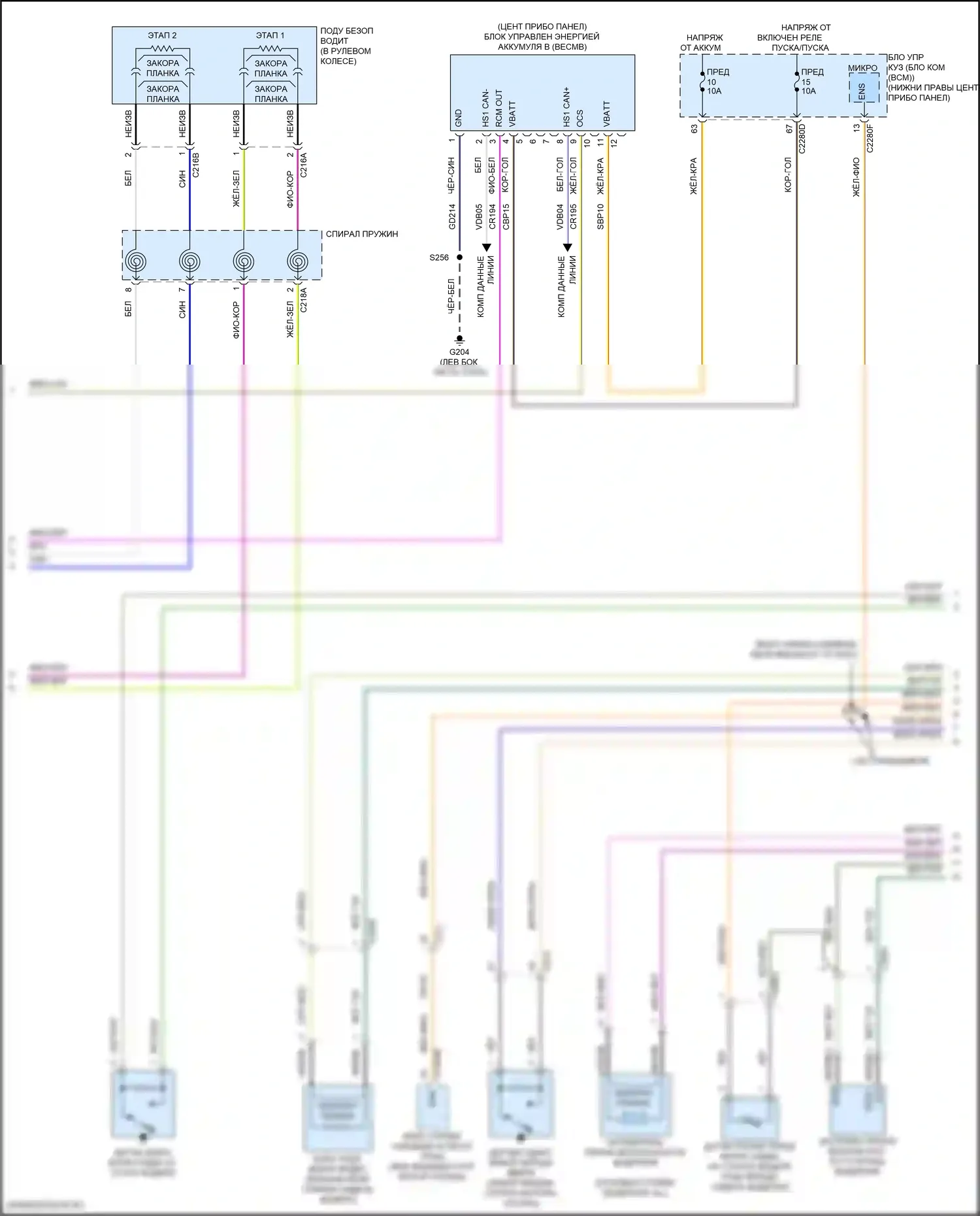 Transit Connect Ford II рестайлинг (2018-2024): Электросхема подушек безопасности (2 из 3) 