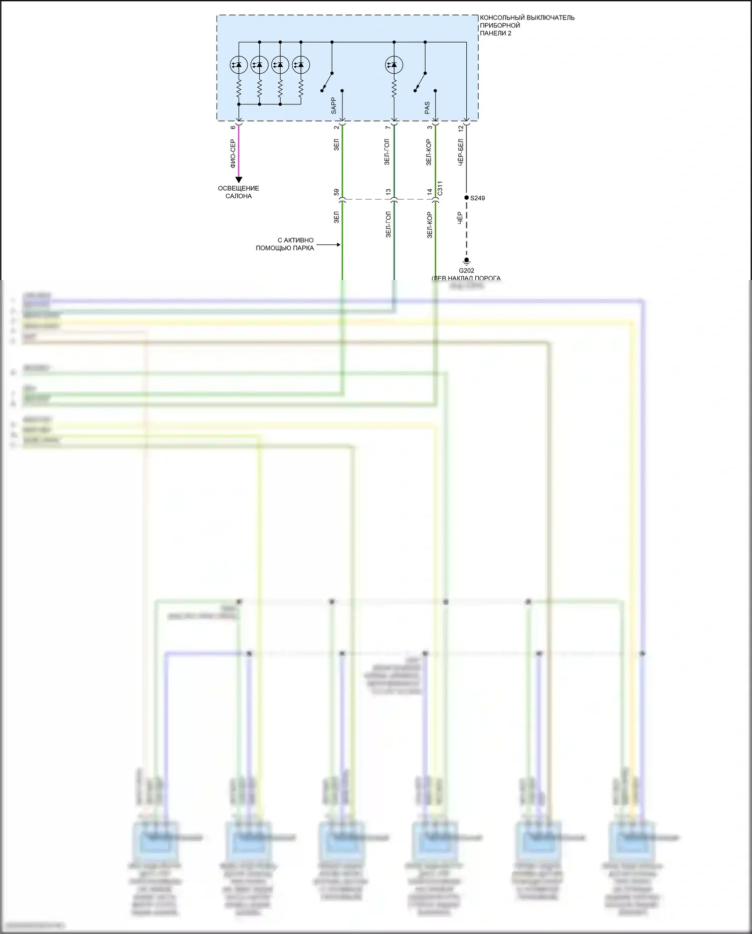 Transit Connect Ford II рестайлинг (2018-2024): Электросхема парктроника (2 из 2) 