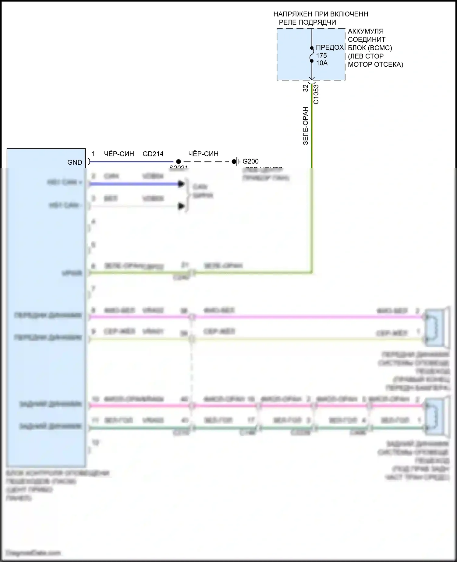 Transit Ford T8 (2023-2024): Электросхема оповещения пешеходов 
