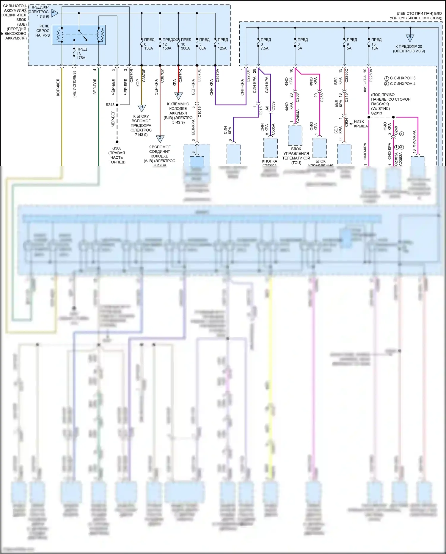 Transit Ford T8 (2023-2024): Электросхема блока предохранителей реле (2 из 9) 