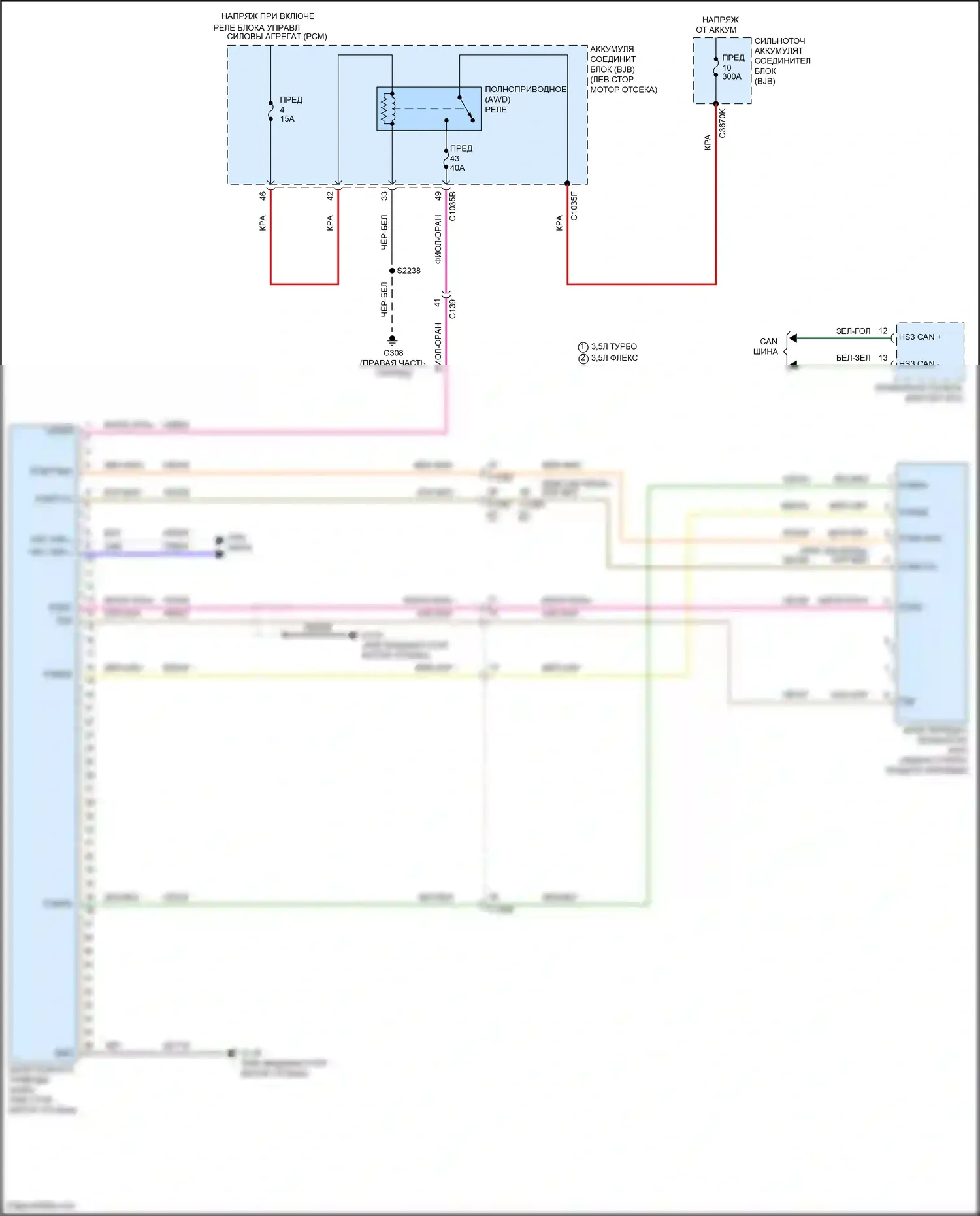 Transit Ford T8 (2023-2024): Электросхема awd 