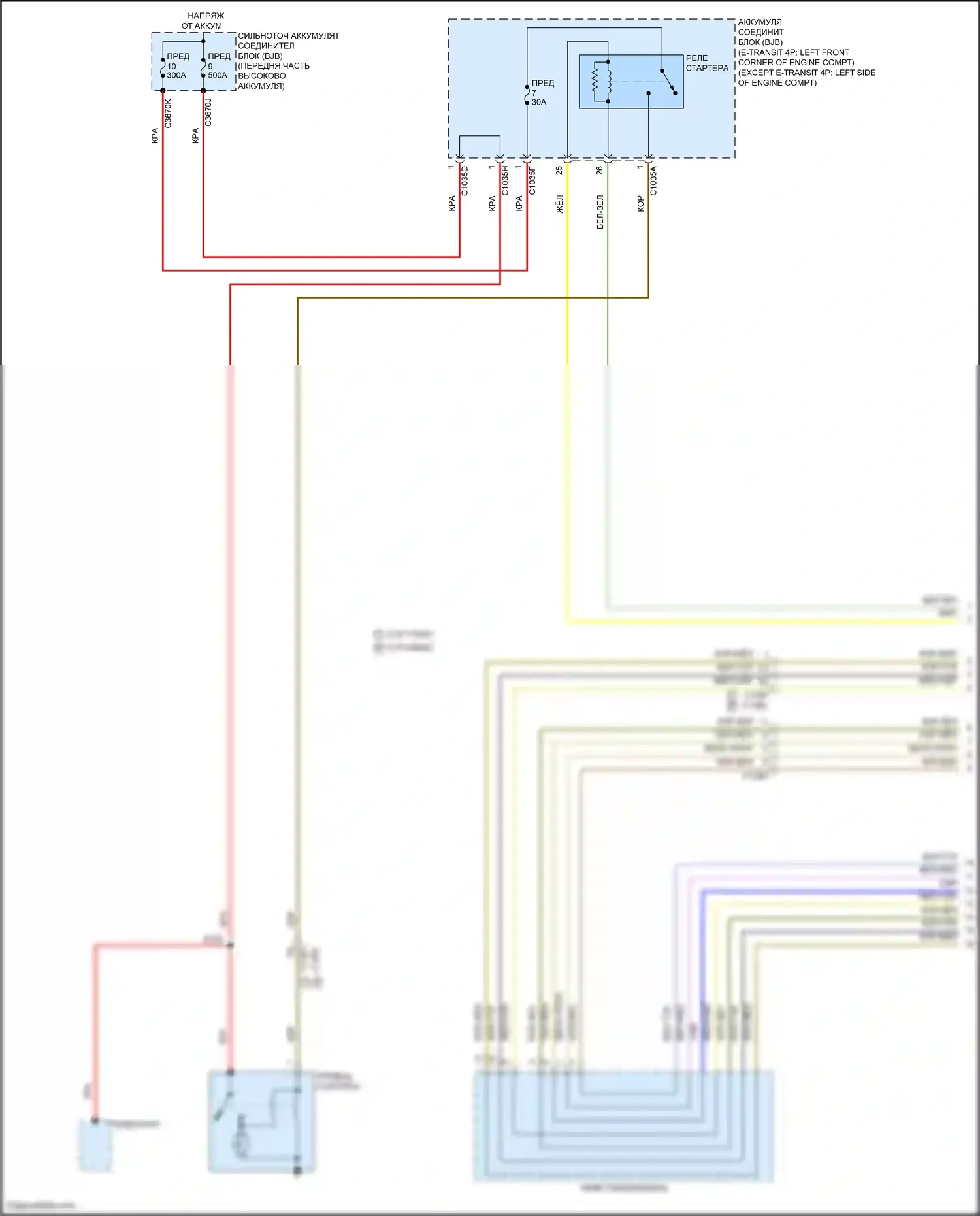 Transit Ford T8 (2023-2024): Электросхема стартера (1 из 2) 