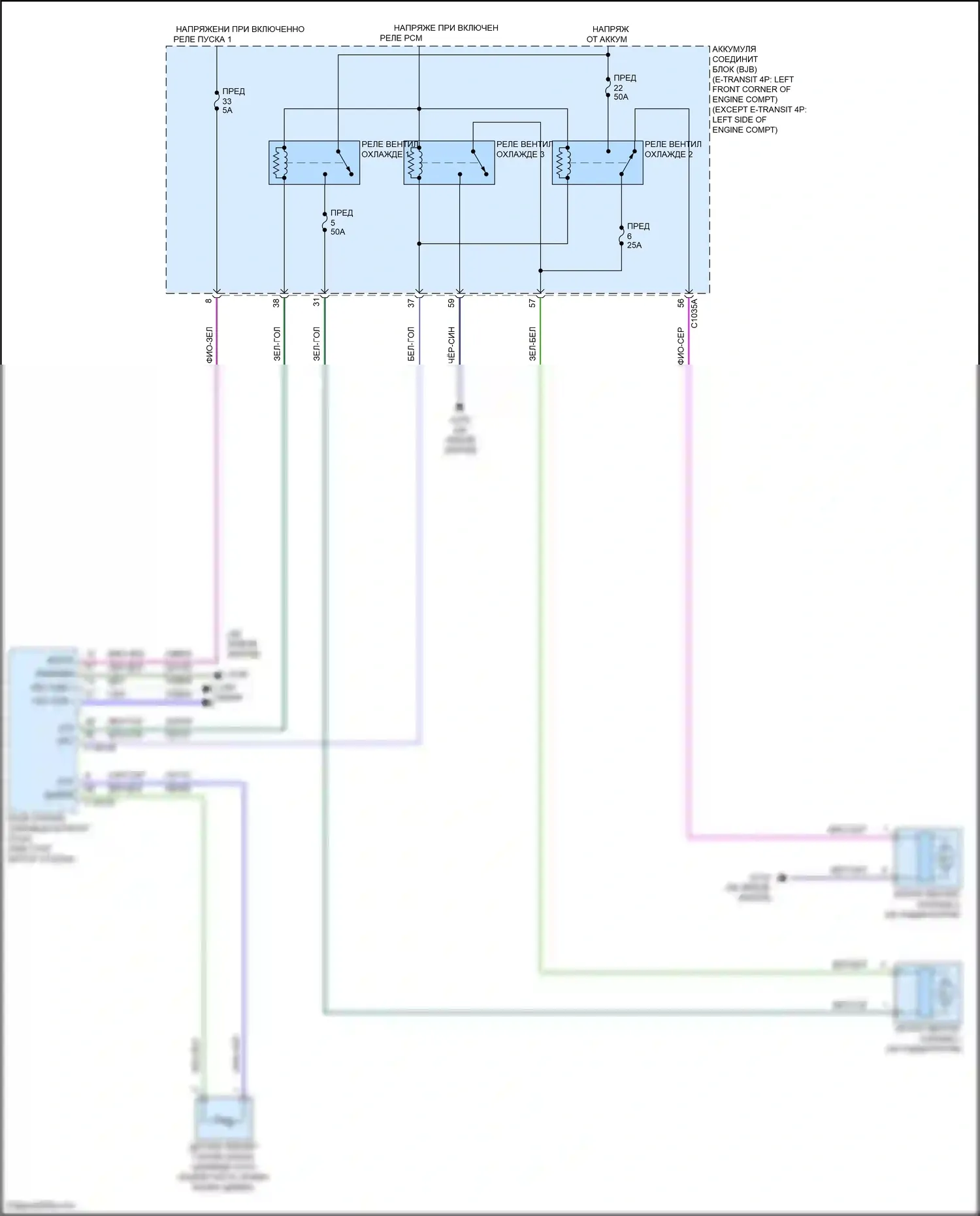 Transit Ford T8 (2023-2024): 3.5l гибкий, вентилятор охлаждения электросхема 