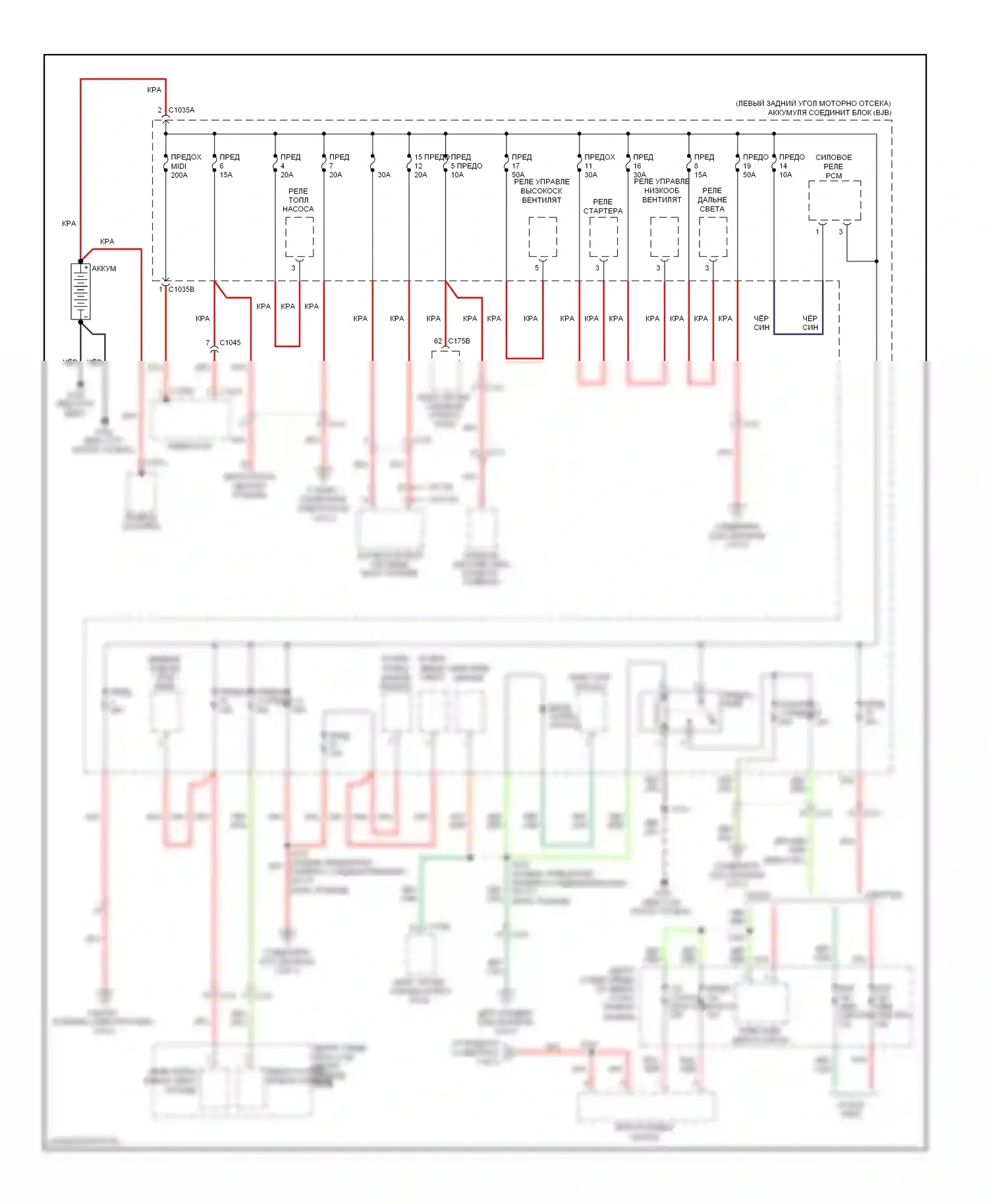 Transit Ford VII (2006-2013): Электросхема блока предохранителей реле (1 из 3) 