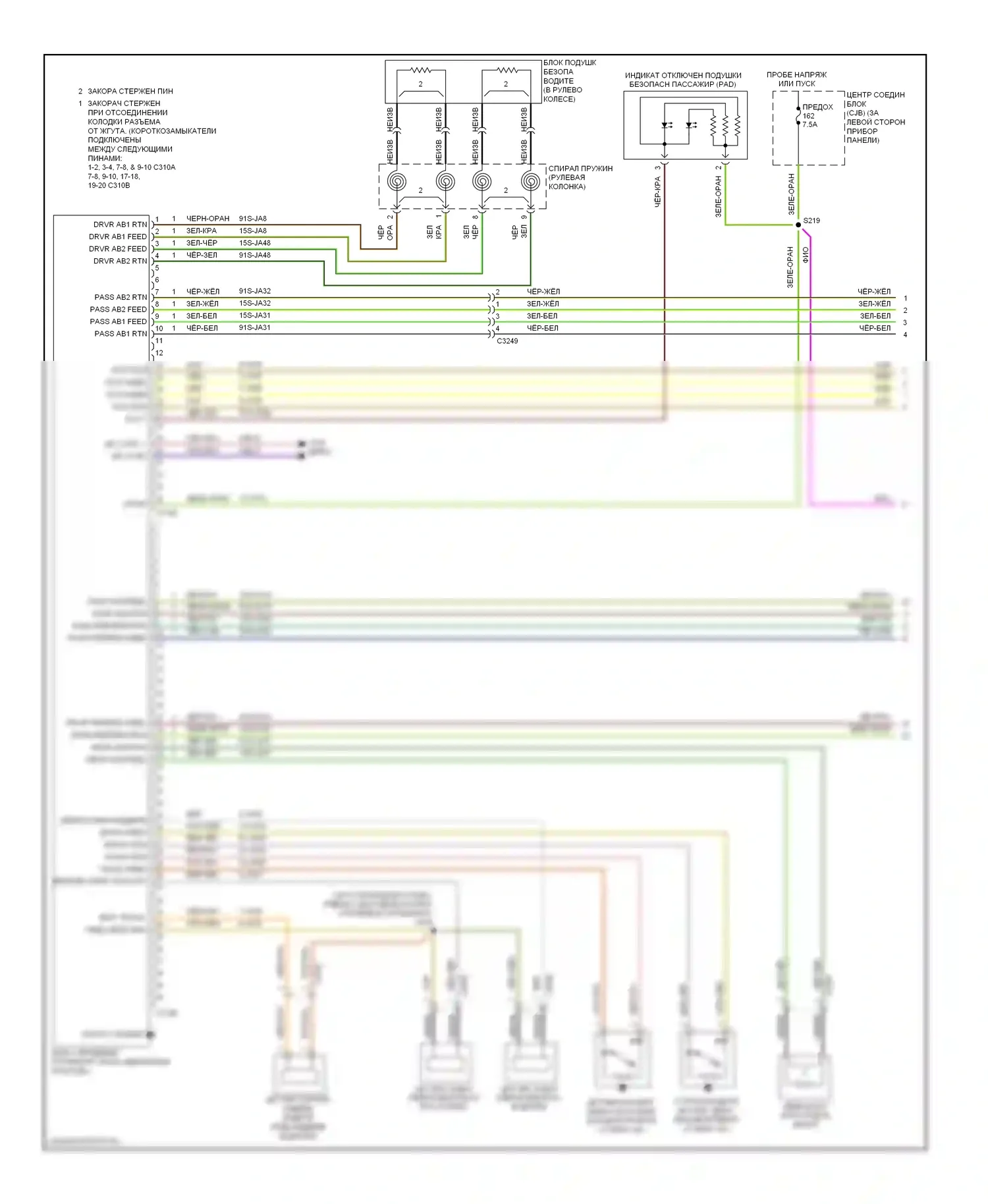 Transit Ford VII (2006-2013): Электросхема подушек безопасности (1 из 2) 