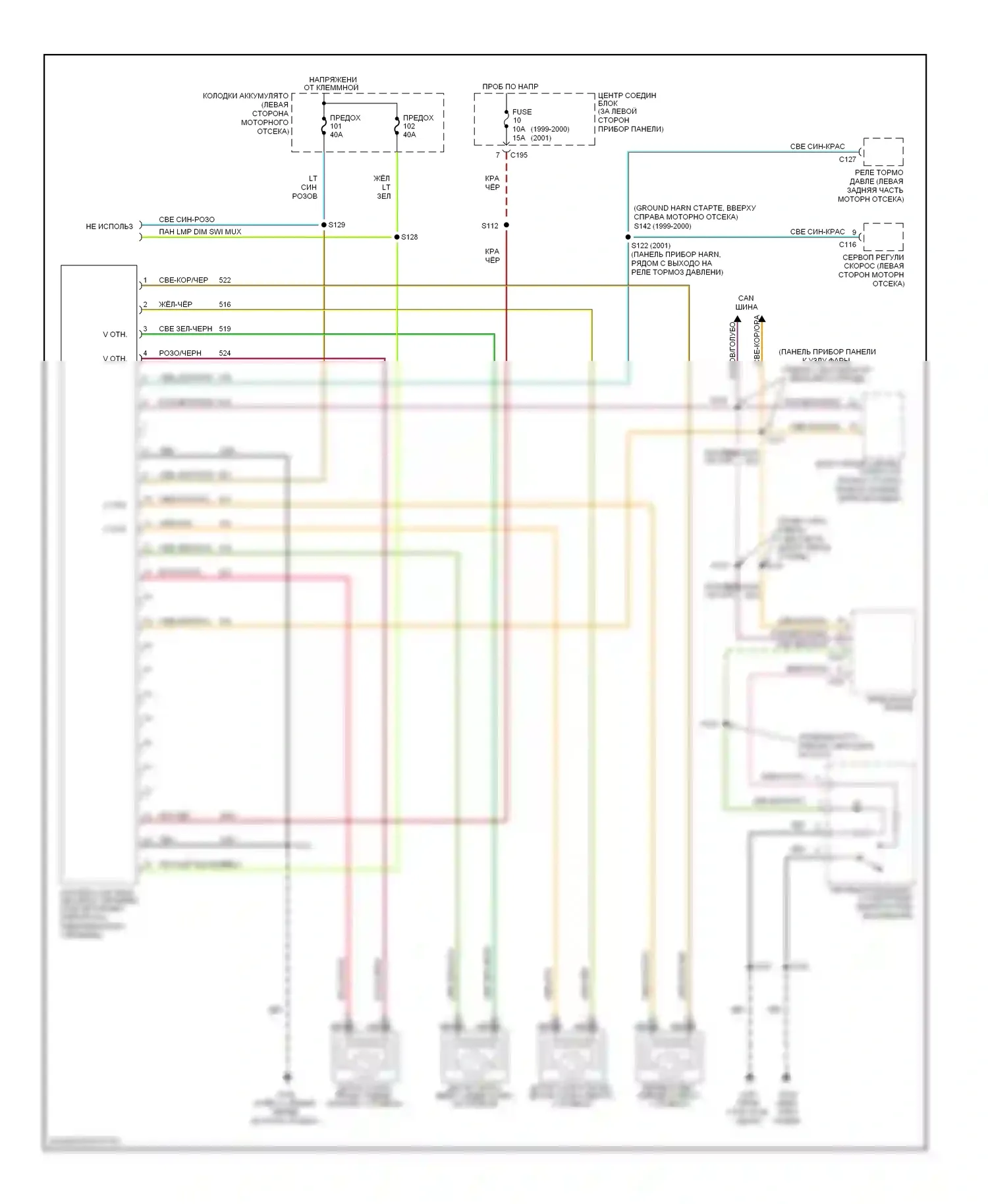 Windstar Ford I (1994-2003): Электросхемы антиблокировочной системы abs 